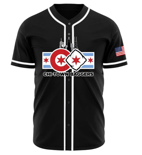 Chi Town Cornhole Baseball Jersey Style Black