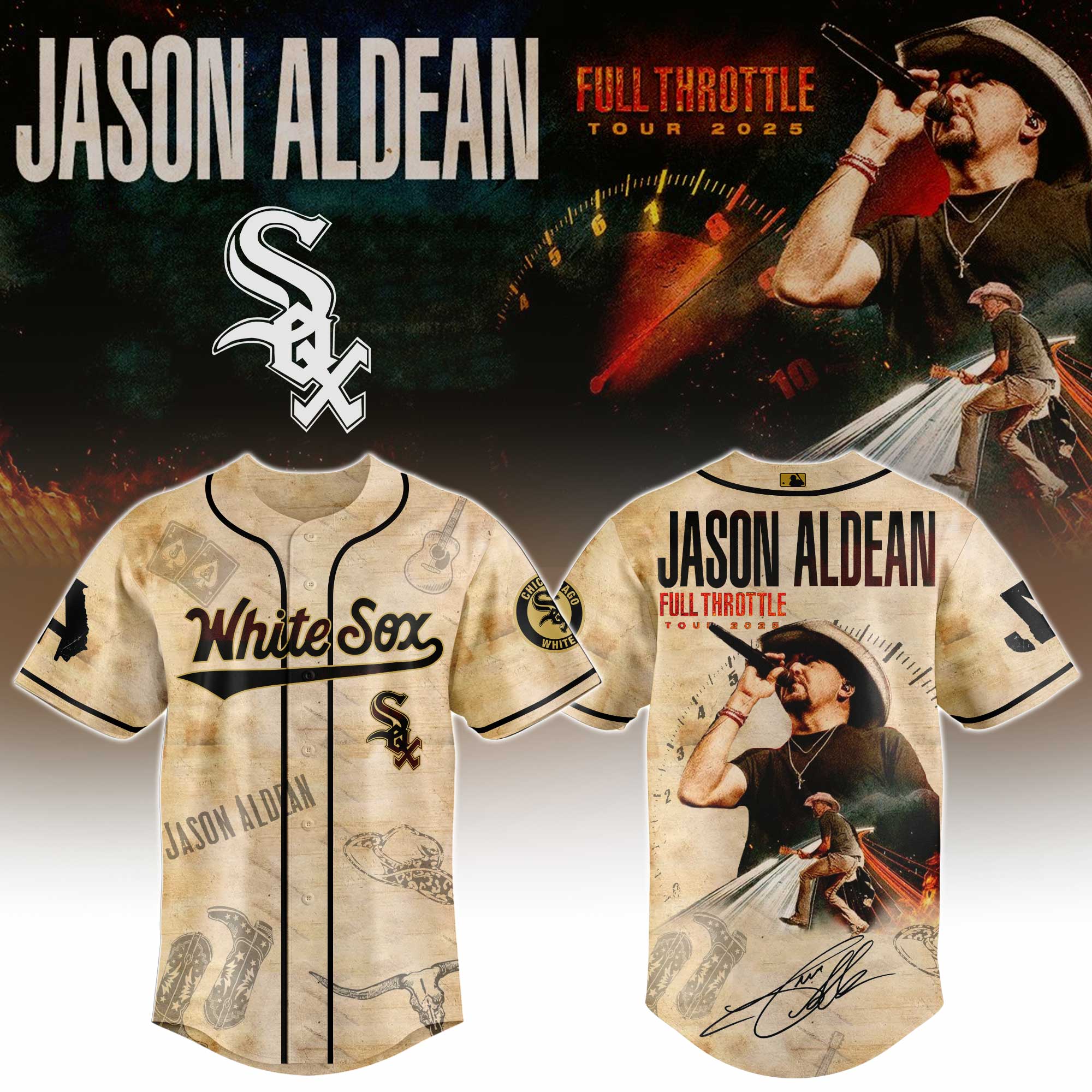 Chicago White Sox x Jason Aldean Baseball Jersey For Sport Teams Fans