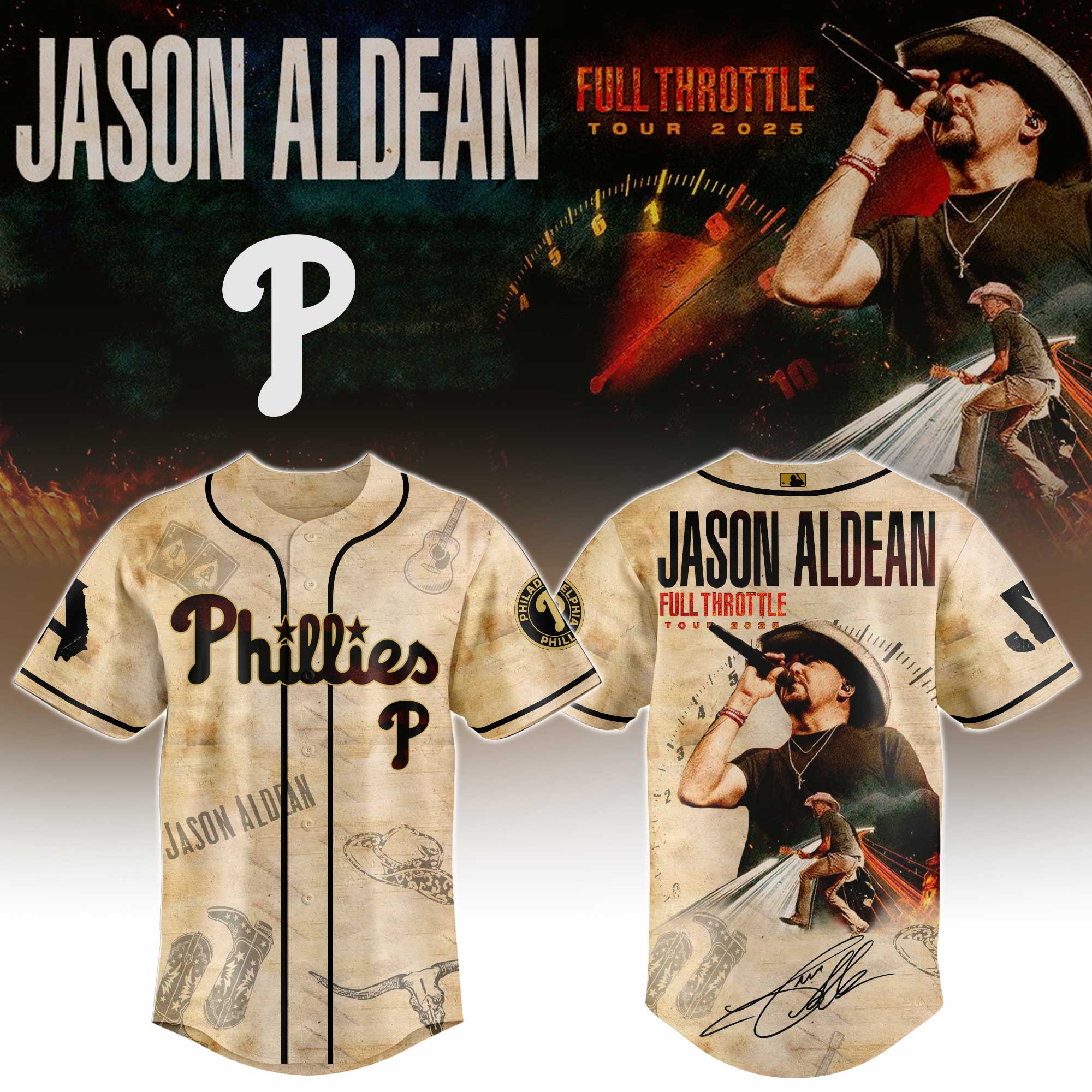 Philadelphia Phillies x Jason Aldean Baseball Jersey For Sport Teams Fans