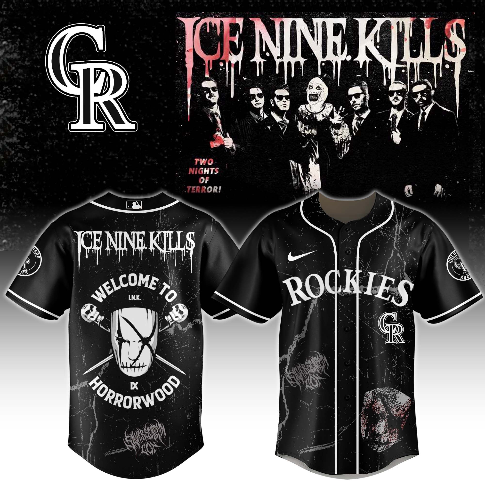 Colorado Rockies x Ice Nine Kills Welcome to Horrorwood Baseball Jersey For Sport Teams Fans