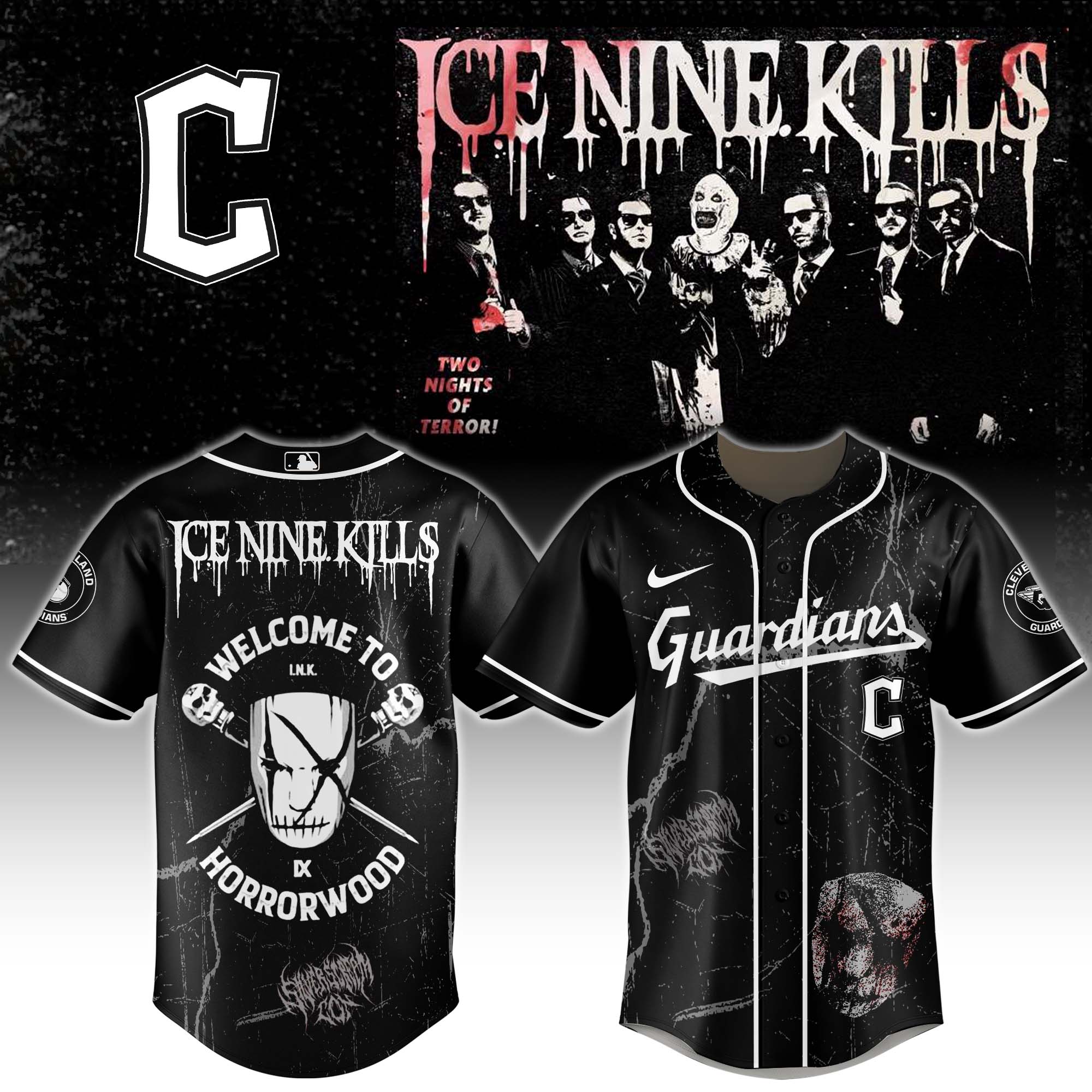 Cleveland Guardians x Ice Nine Kills Welcome to Horrorwood Baseball Jersey For Sport Teams Fans
