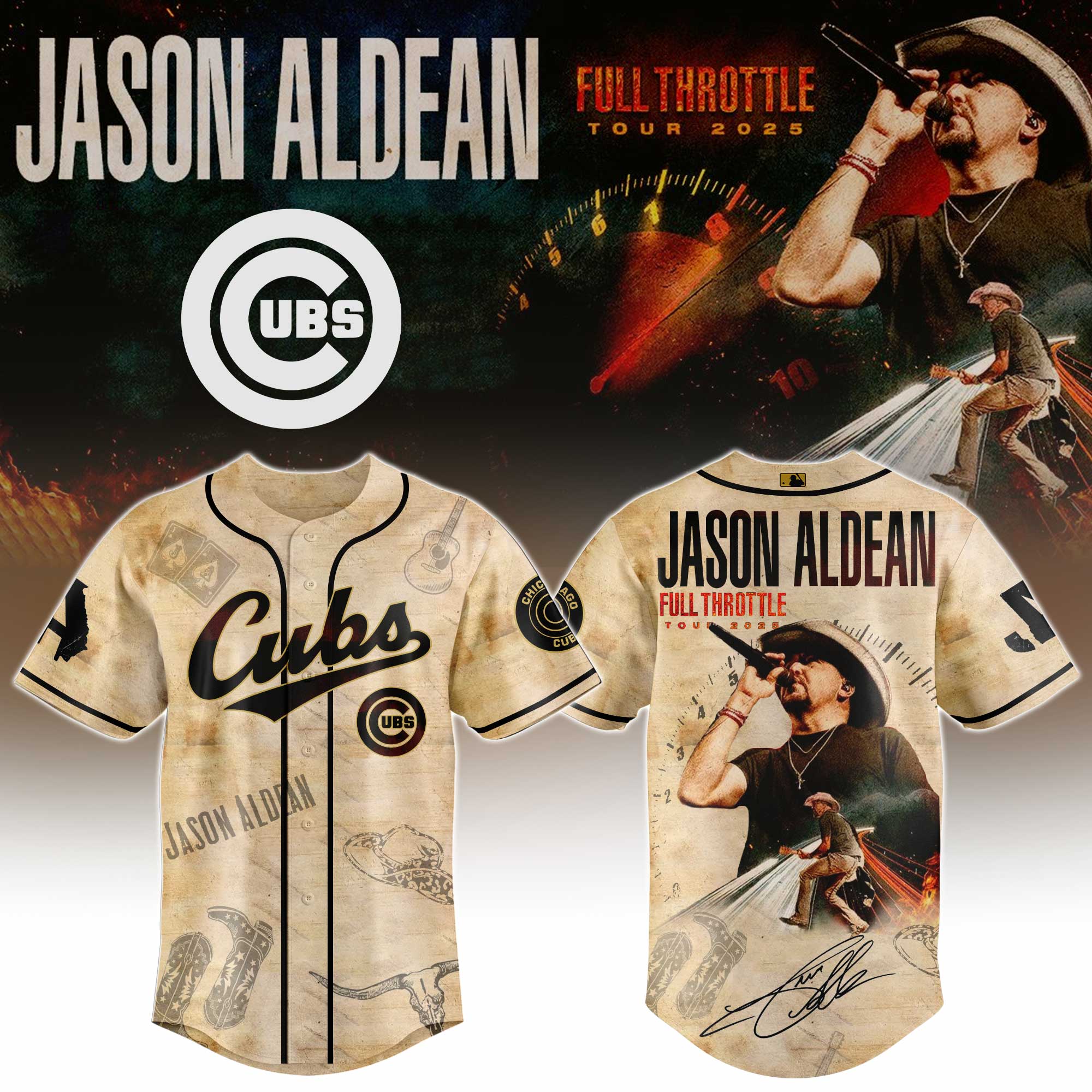 Chicago Cubs x Jason Aldean Baseball Jersey For Sport Teams Fans