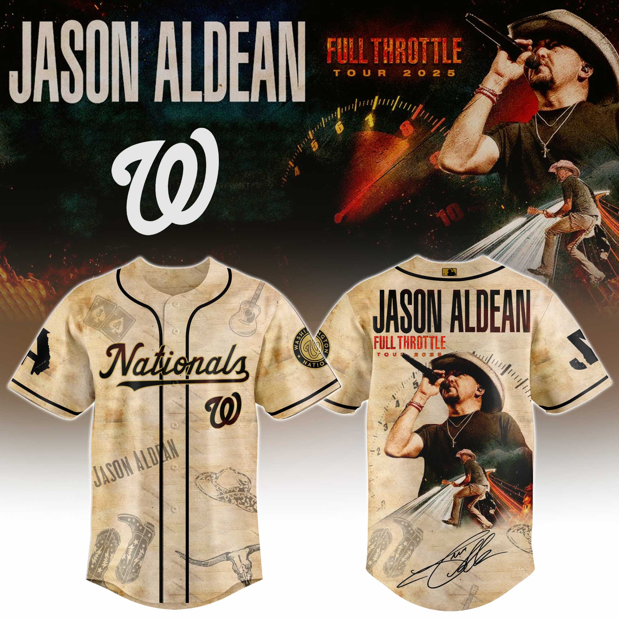 Washington Nationals x Jason Aldean Baseball Jersey For Sport Teams Fans