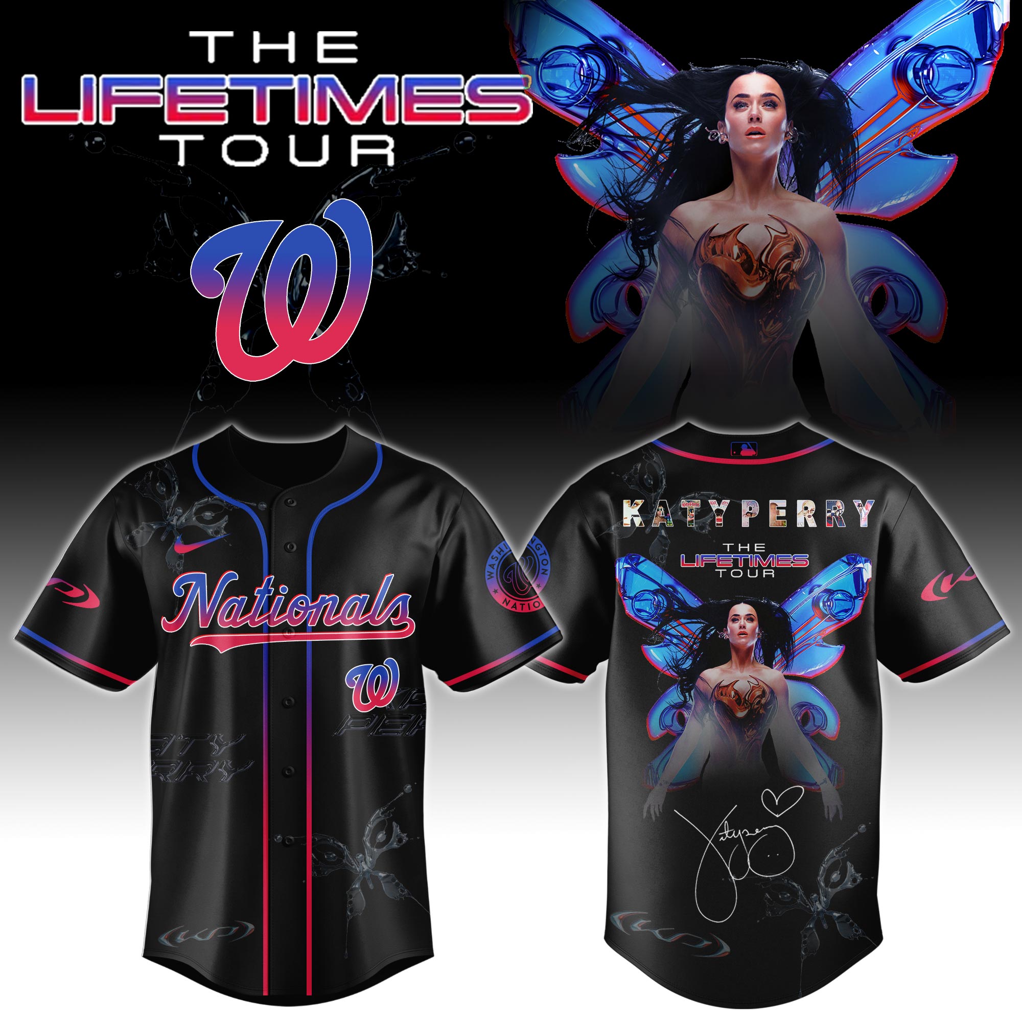 Washington Nationals x Katy Perry The Lifetimes Tour Baseball Jersey For Sport Teams Fans