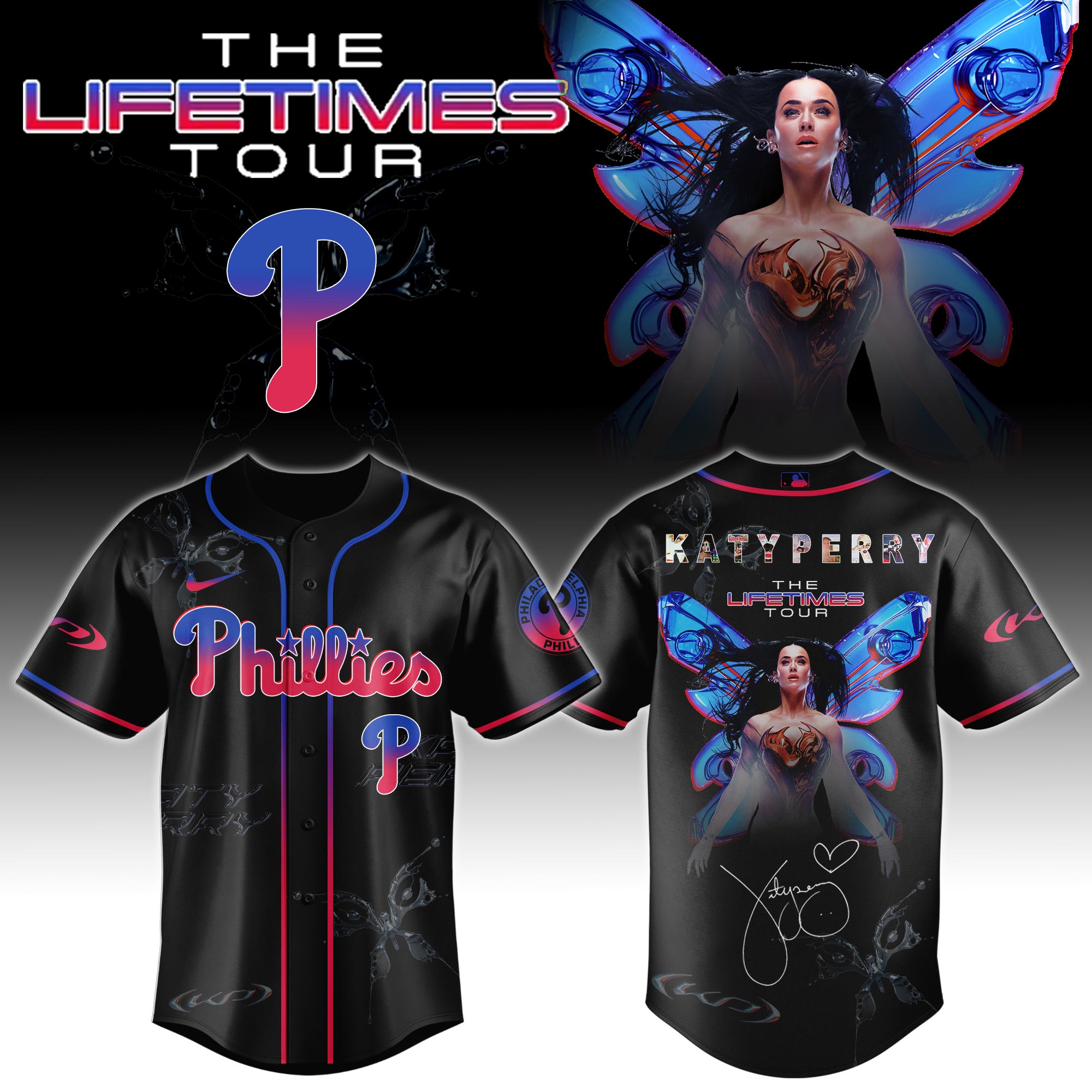 Philadelphia Phillies x Katy Perry The Lifetimes Tour Baseball Jersey For Sport Teams Fans