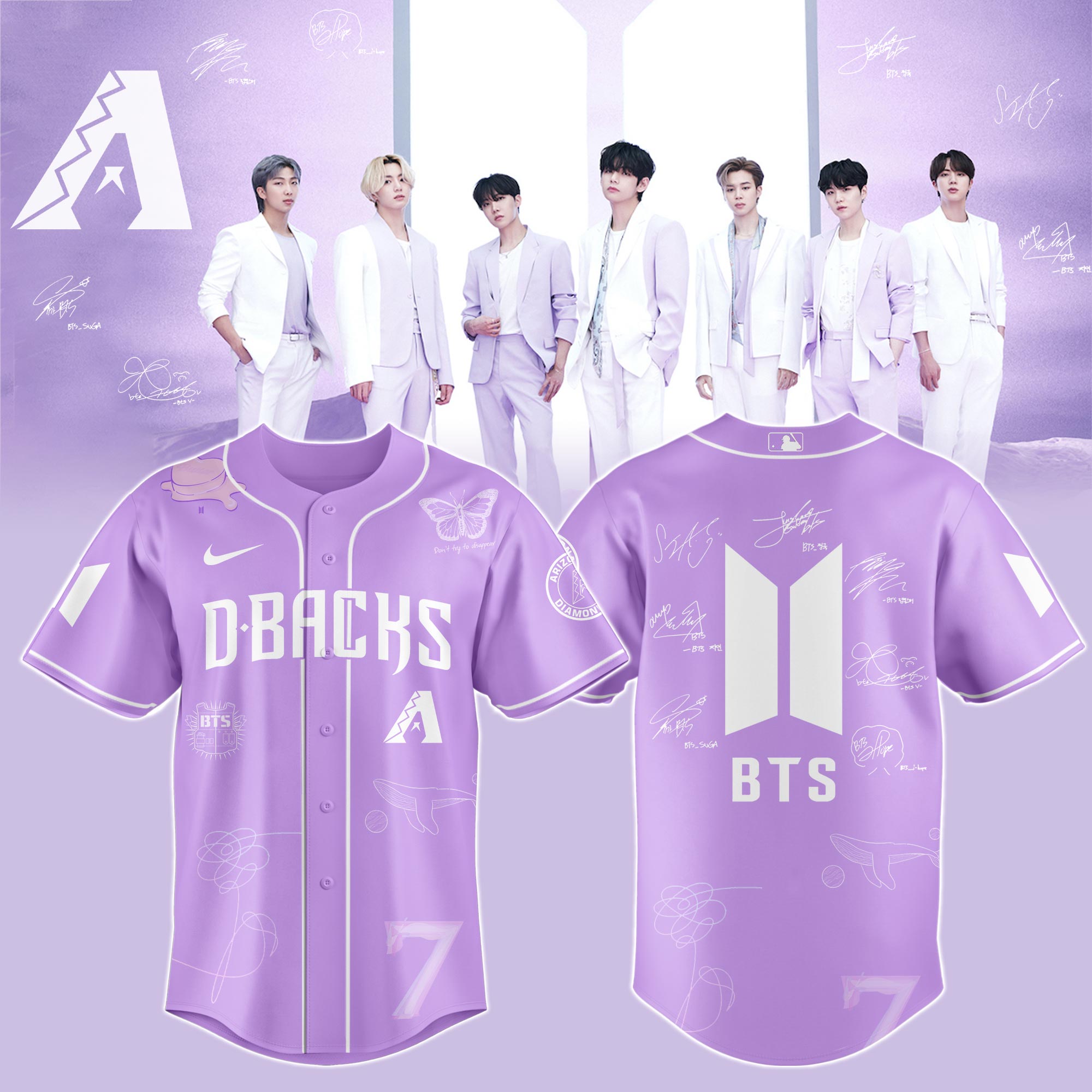 Arizona Diamondbacks x BTS Vintage Baseball Jersey For Sport Teams Fans