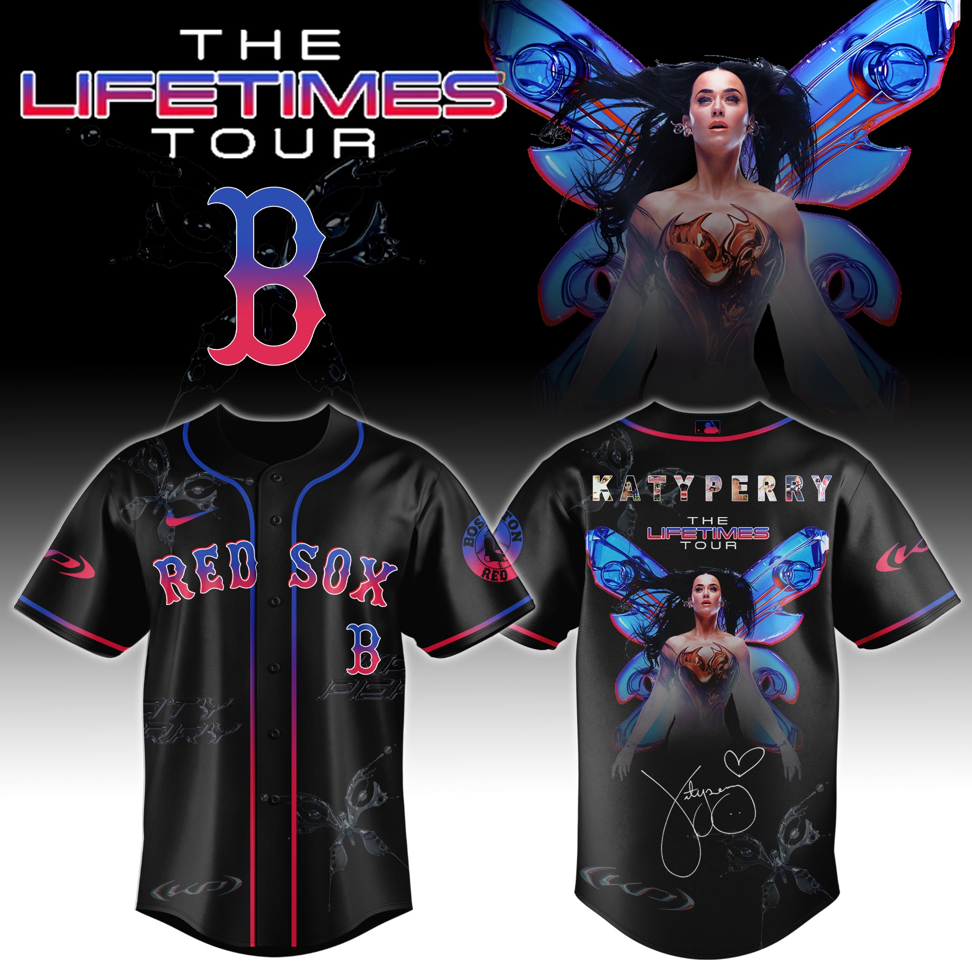 Boston Red Sox x Katy Perry The Lifetimes Tour Baseball Jersey For Sport Teams Fans