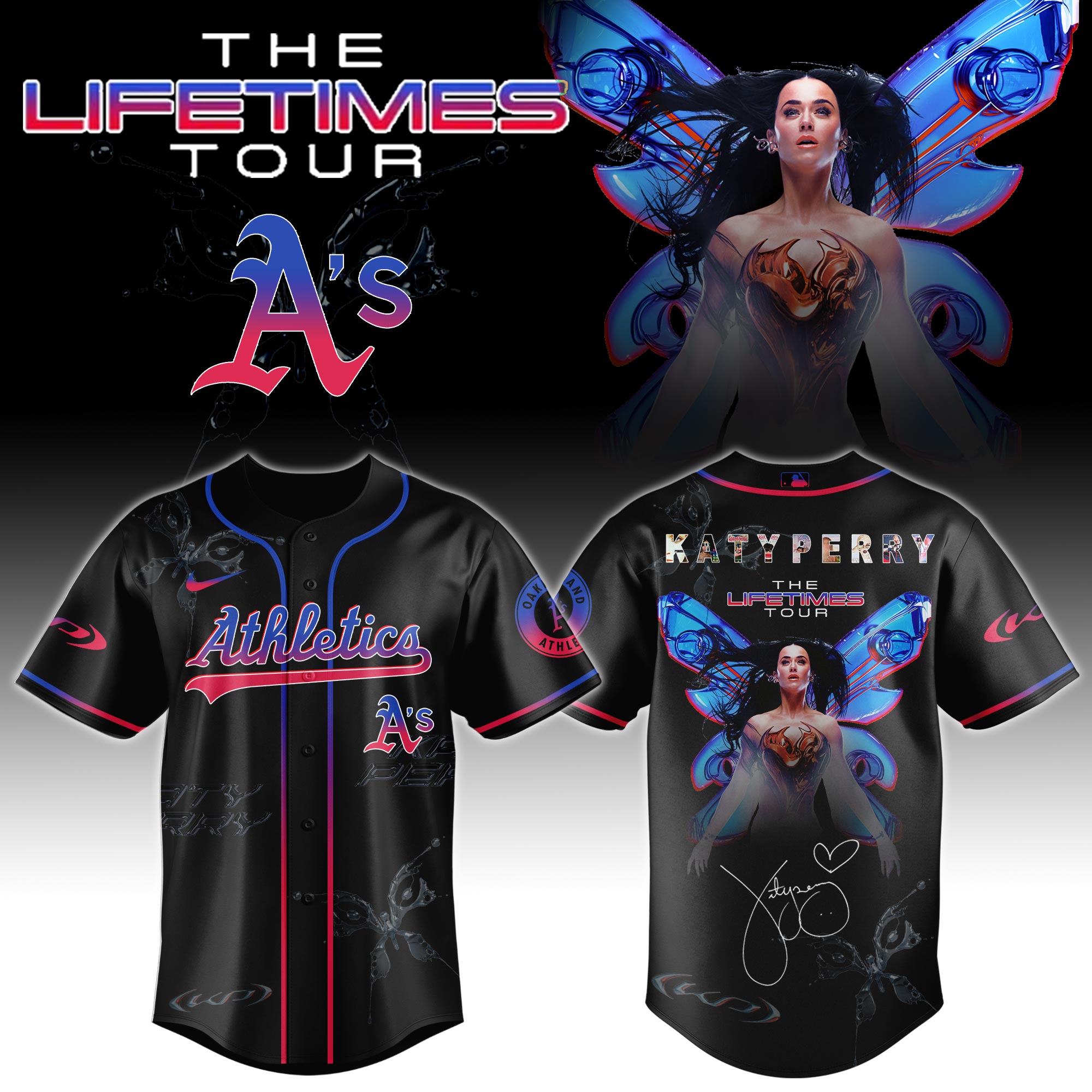 Oakland Athletics x Katy Perry The Lifetimes Tour Baseball Jersey For Sport Teams Fans