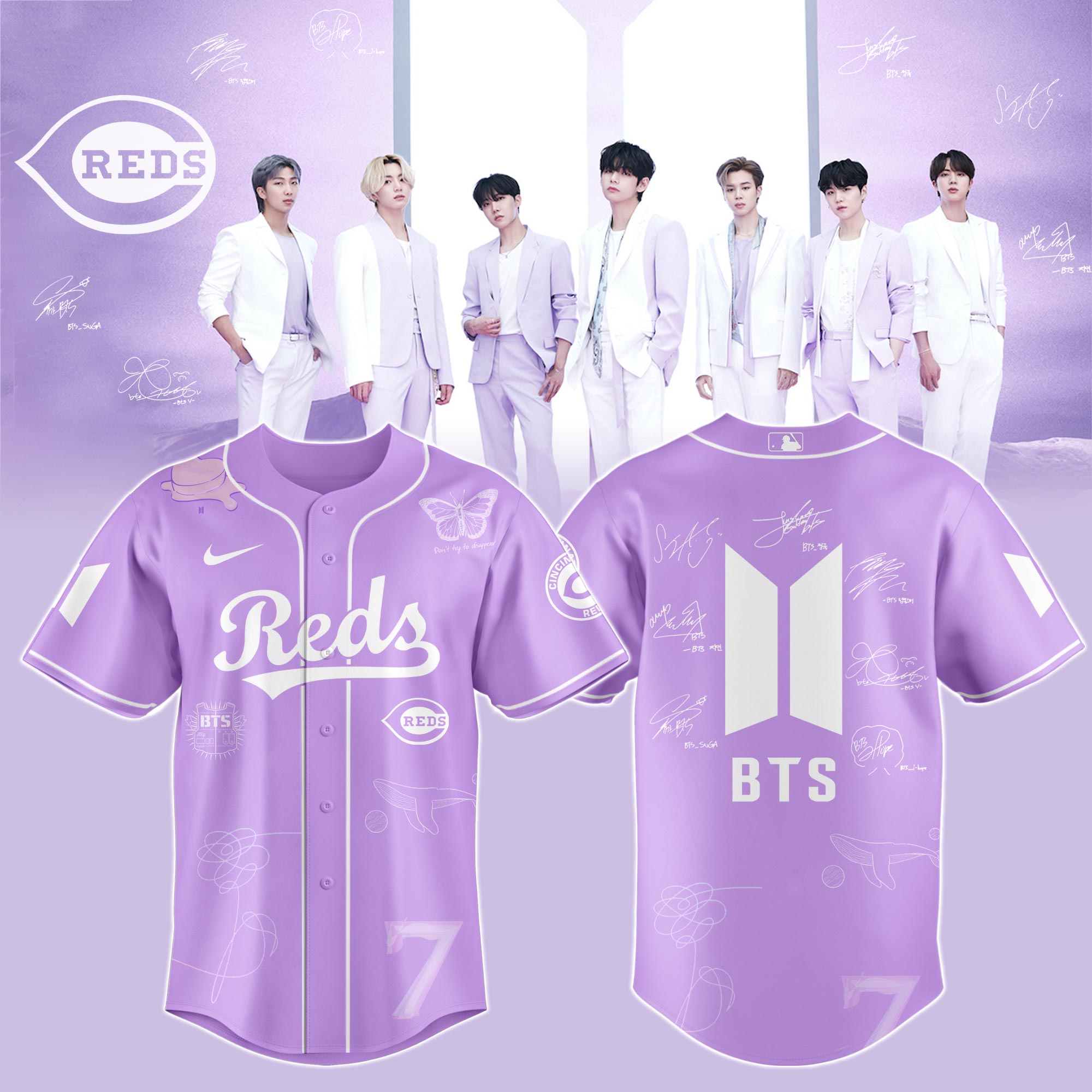 Cincinnati Reds x BTS Vintage Baseball Jersey For Sport Teams Fans