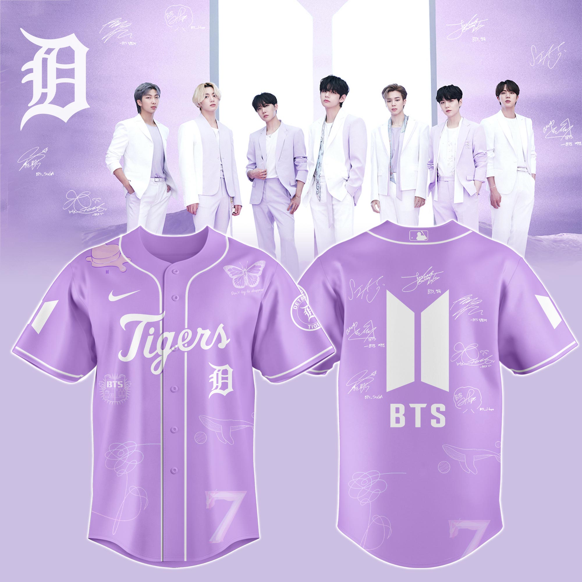 Detroit Tigers x BTS Vintage Baseball Jersey For Sport Teams Fans