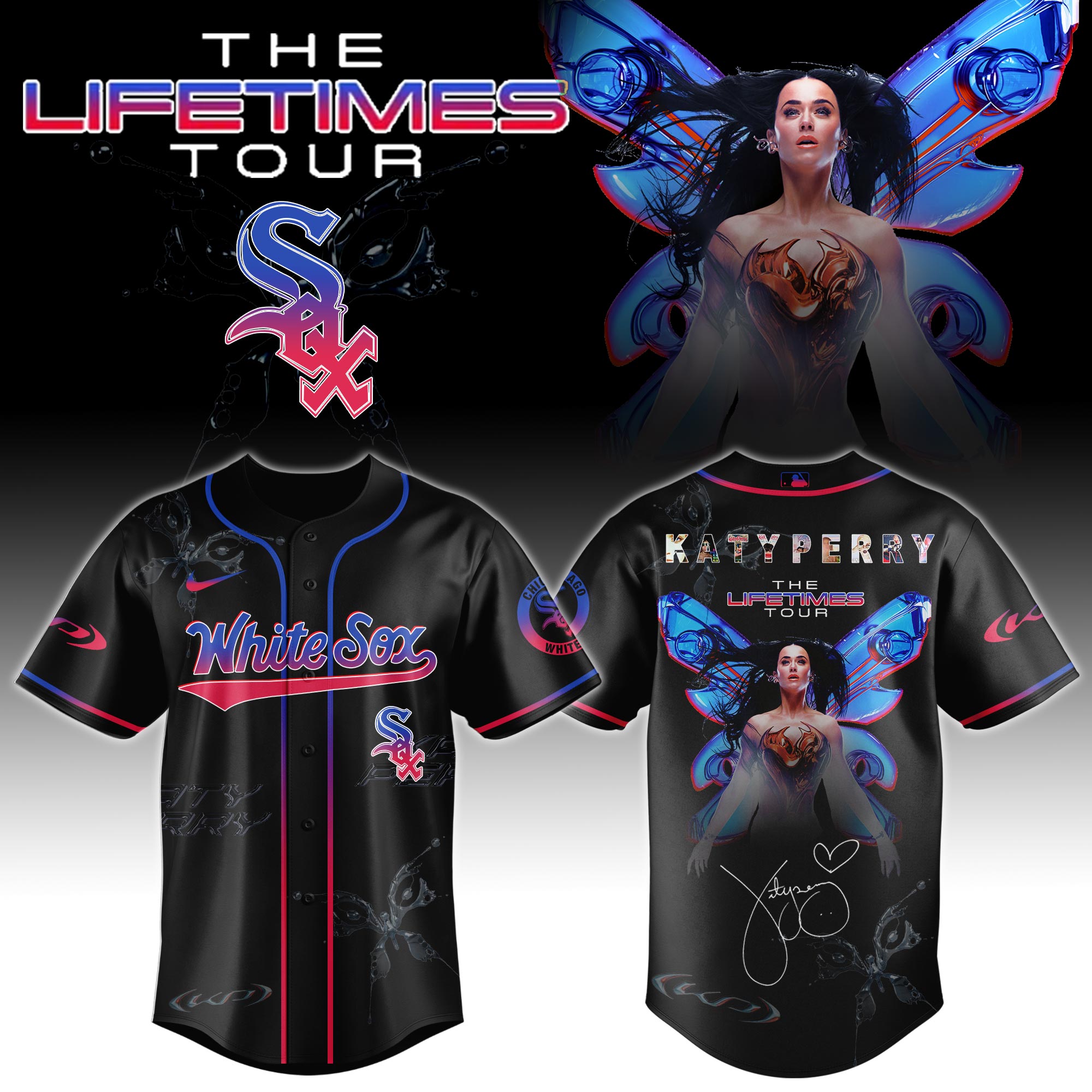 Chicago White Sox x Katy Perry The Lifetimes Tour Baseball Jersey For Sport Teams Fans