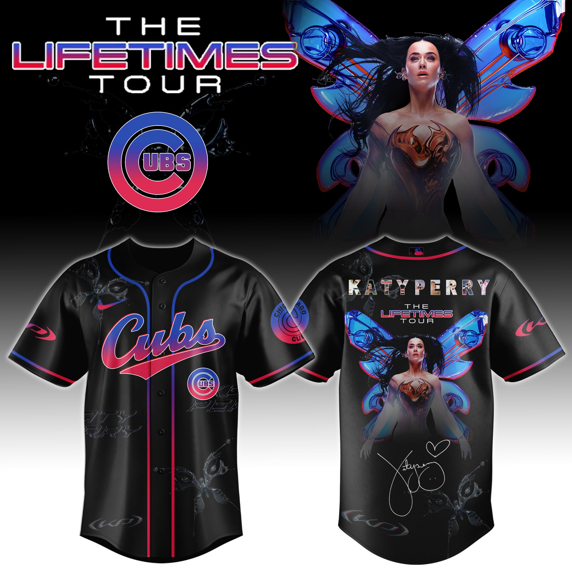 Chicago Cubs x Katy Perry The Lifetimes Tour Baseball Jersey For Sport Teams Fans
