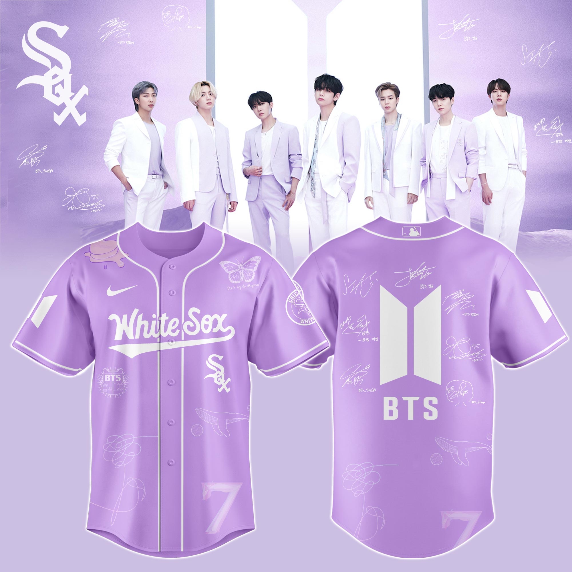 Chicago White Sox x BTS Vintage Baseball Jersey For Sport Teams Fans