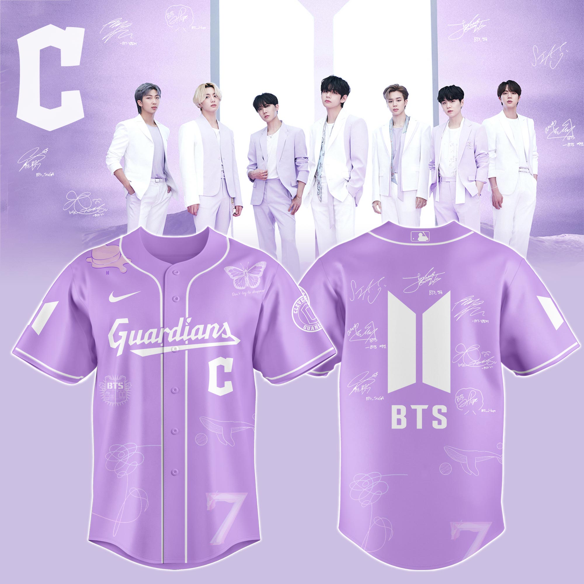Cleveland Guardians x BTS Vintage Baseball Jersey For Sport Teams Fans