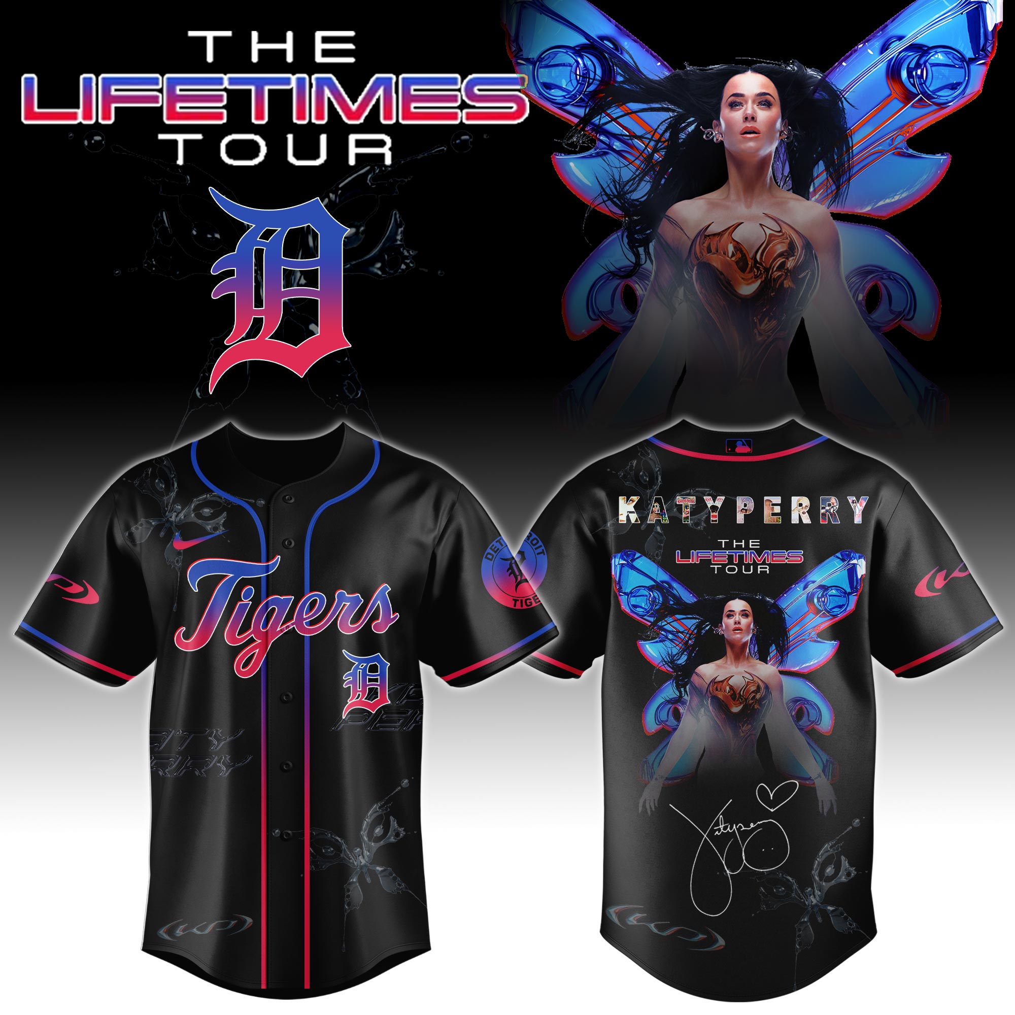 Detroit Tigers x Katy Perry The Lifetimes Tour Baseball Jersey For Sport Teams Fans