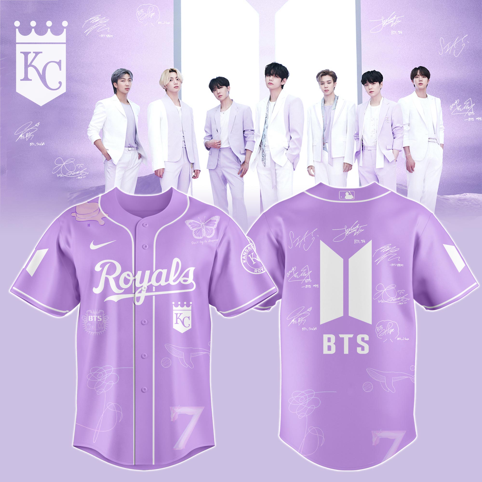 Kansas City Royals x BTS Vintage Baseball Jersey For Sport Teams Fans