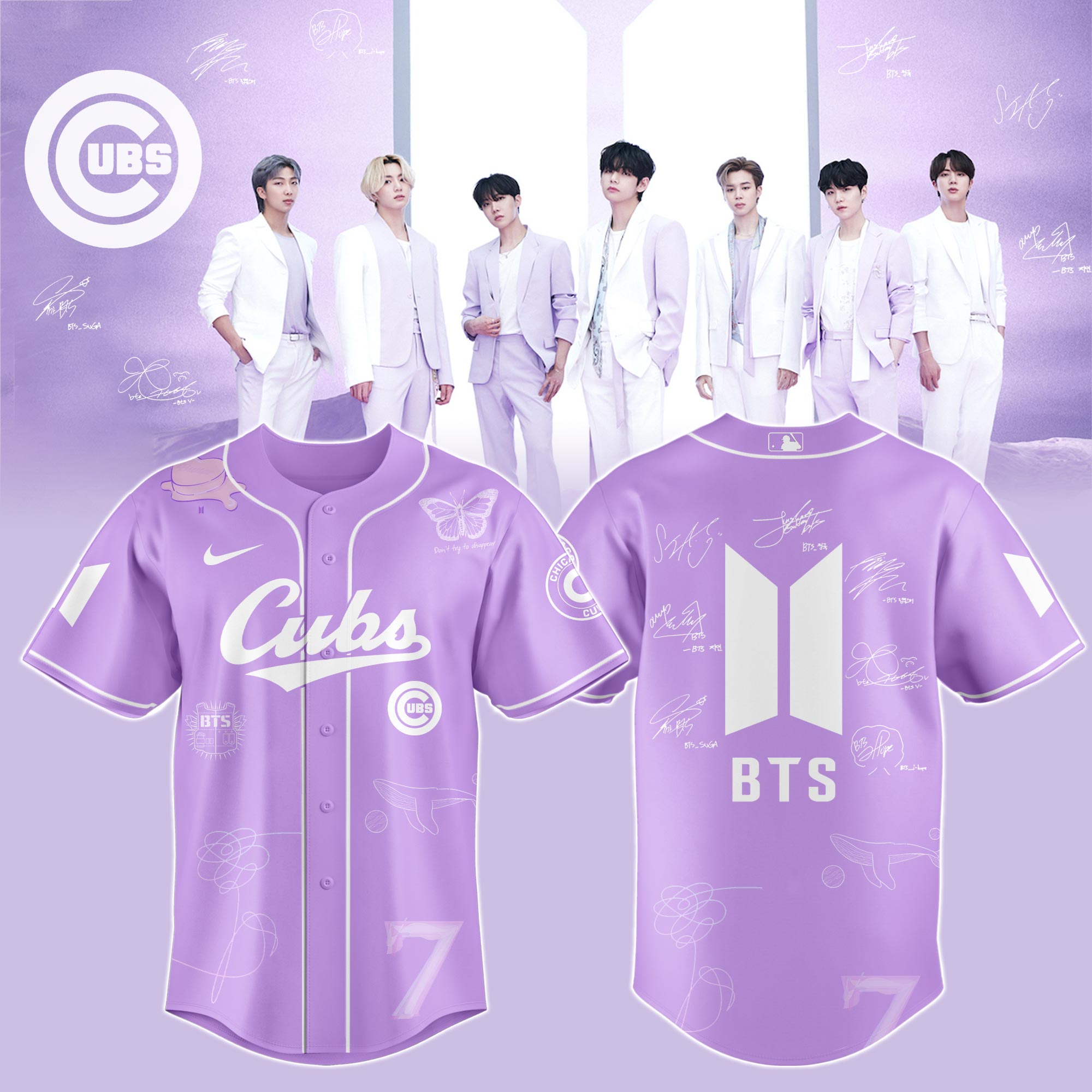 Chicago Cubs x BTS Vintage Baseball Jersey For Sport Teams Fans