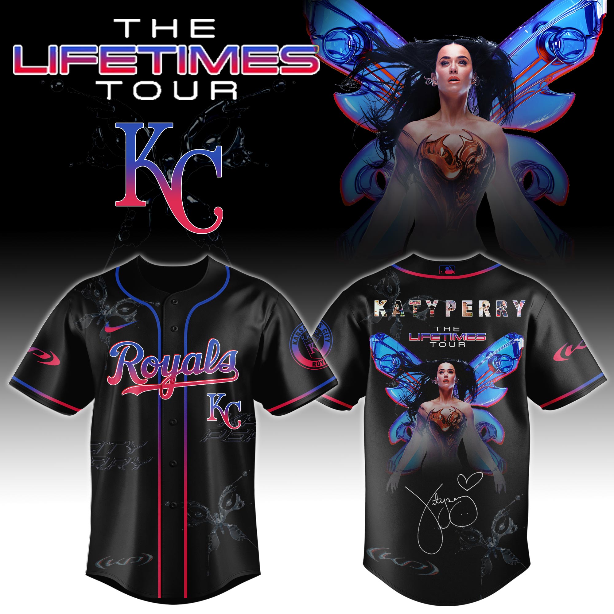 Kansas City Royals x Katy Perry The Lifetimes Tour Baseball Jersey For Sport Teams Fans