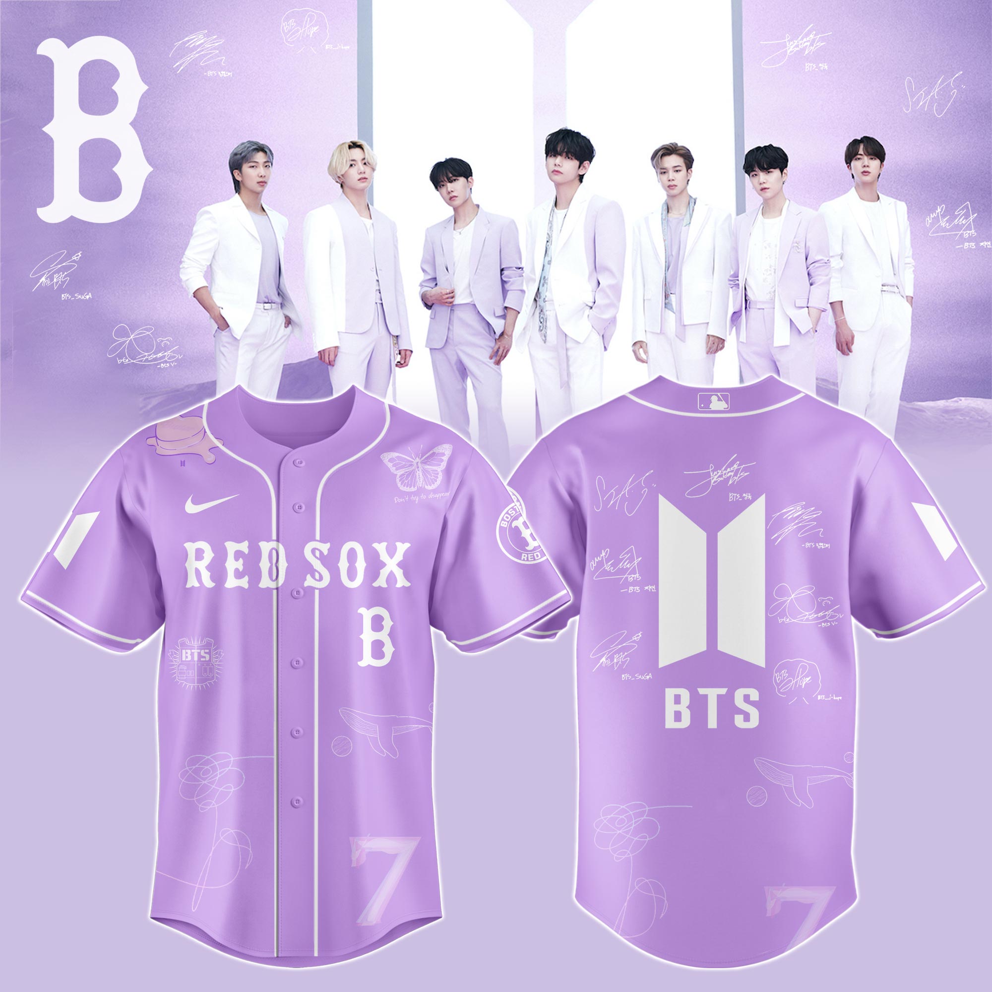 Boston Red Sox x BTS Vintage Baseball Jersey For Sport Teams Fans