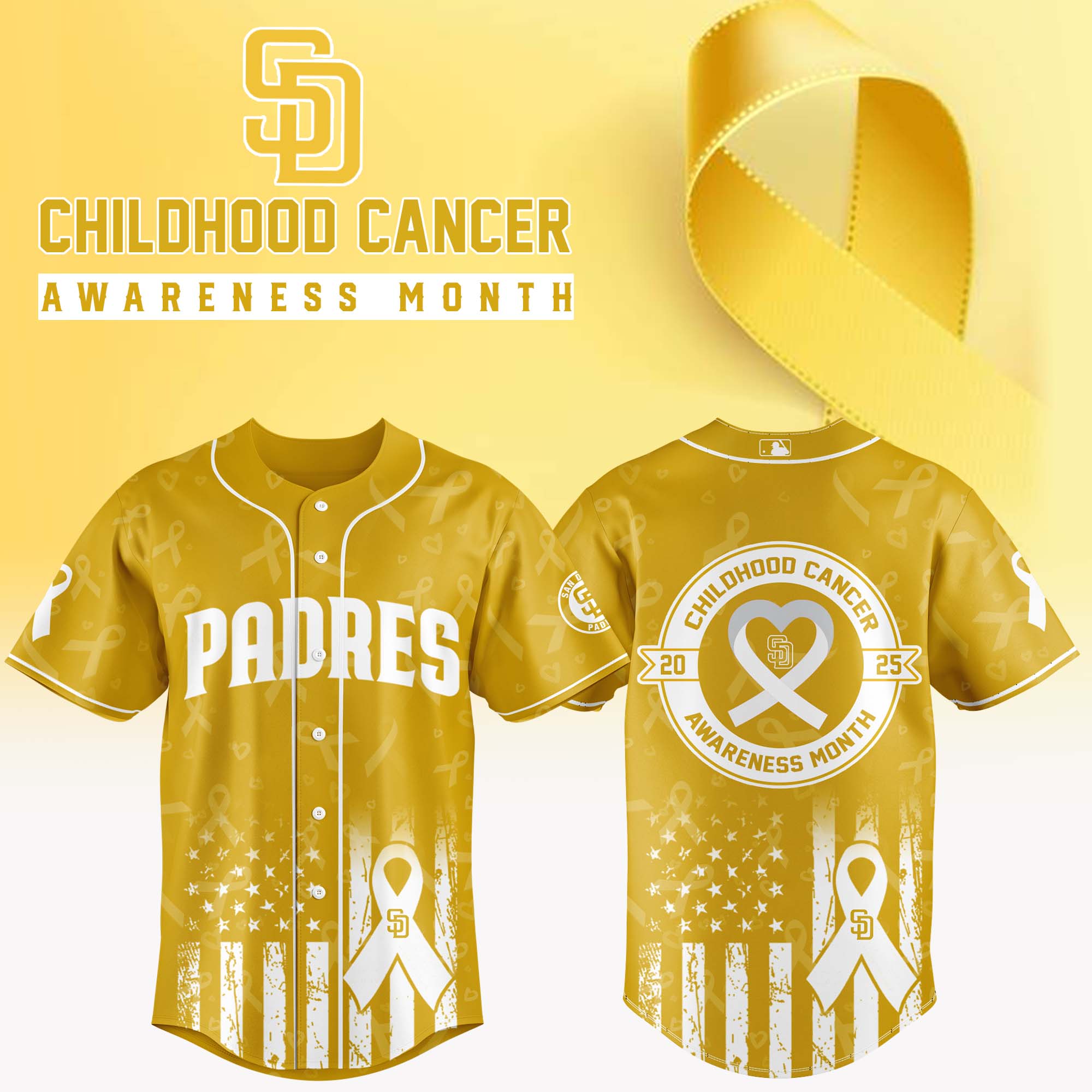 San Diego Padres x Childhood Cancer Awareness Month Baseball Jersey For Sport Teams Fans