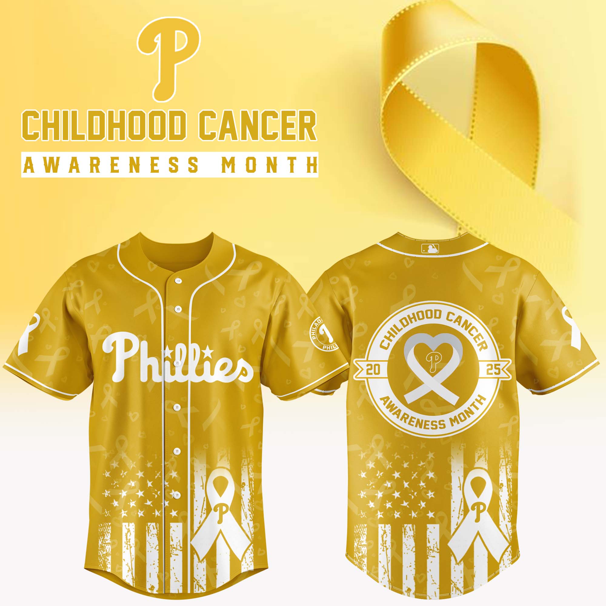 Philadelphia Phillies x Childhood Cancer Awareness Month Baseball Jersey For Sport Teams Fans