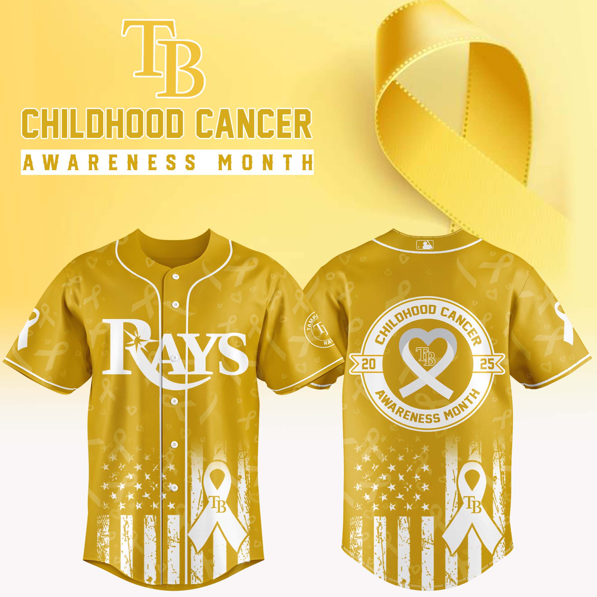 Tampa Bay Rays x Childhood Cancer Awareness Month Baseball Jersey For Sport Teams Fans
