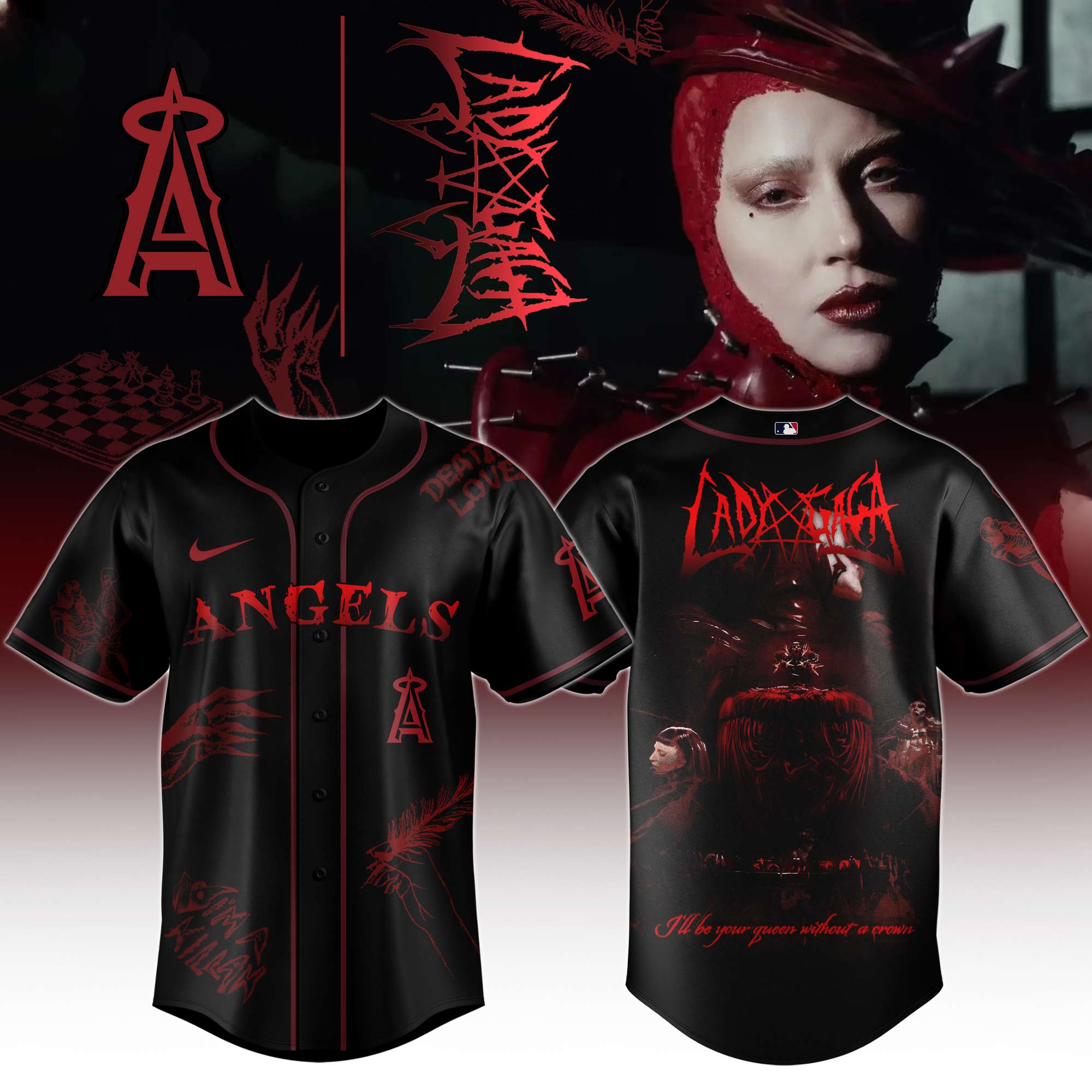 Los Angeles Angels x Mayhem Queen Black Baseball Jersey For Sport Teams Fans
