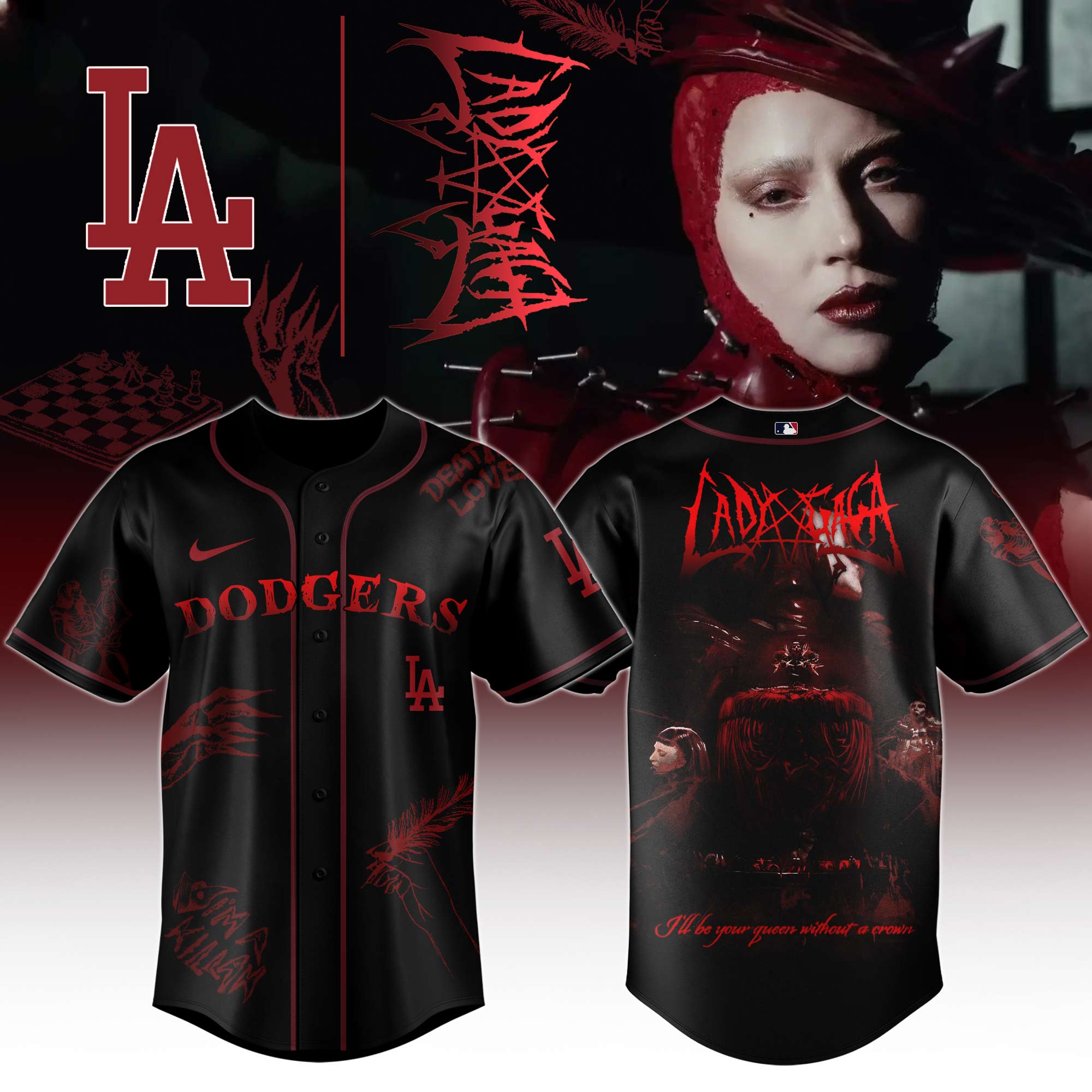 Los Angeles Dodgers x Mayhem Queen Black Baseball Jersey For Sport Teams Fans