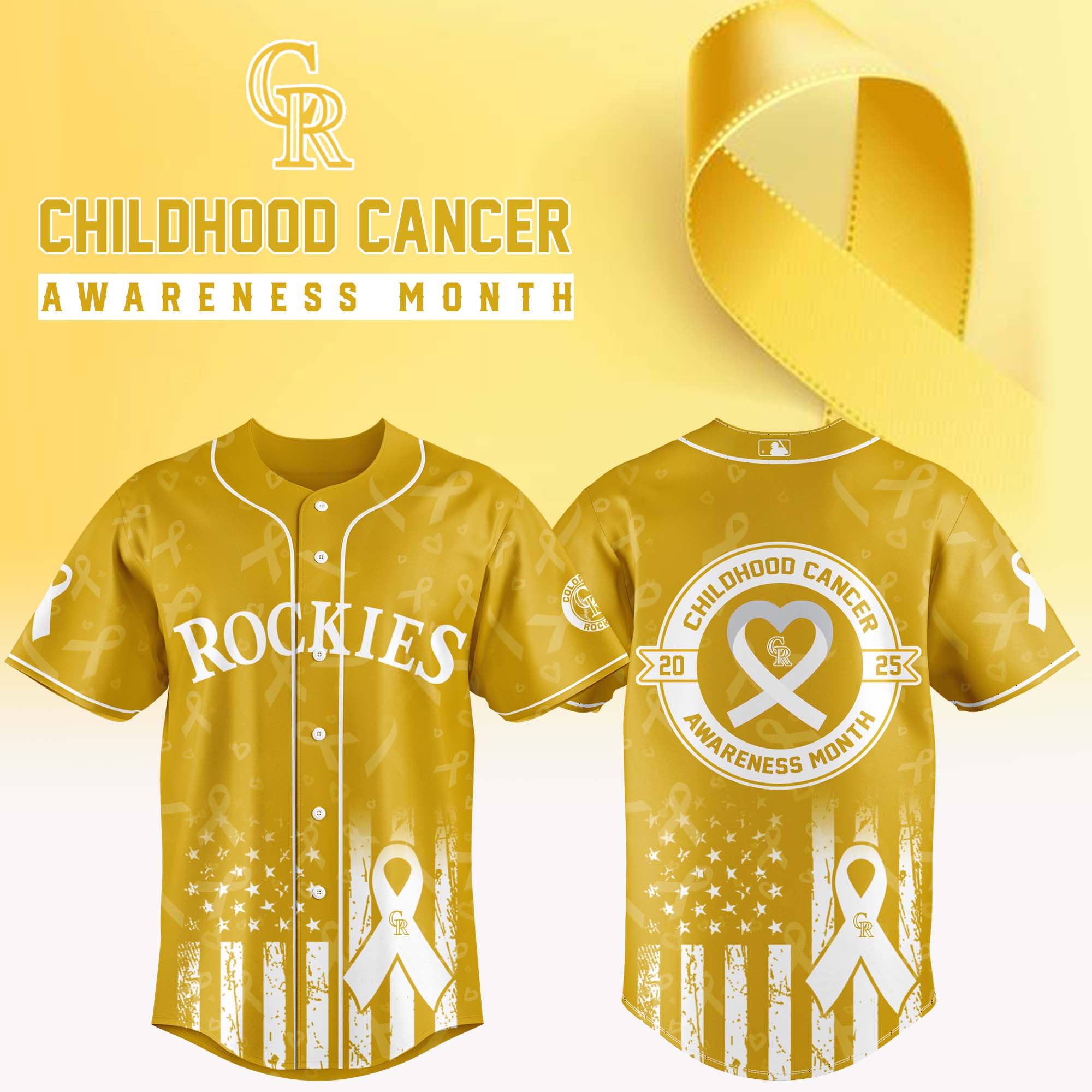 Colorado Rockies x Childhood Cancer Awareness Month Baseball Jersey For Sport Teams Fans