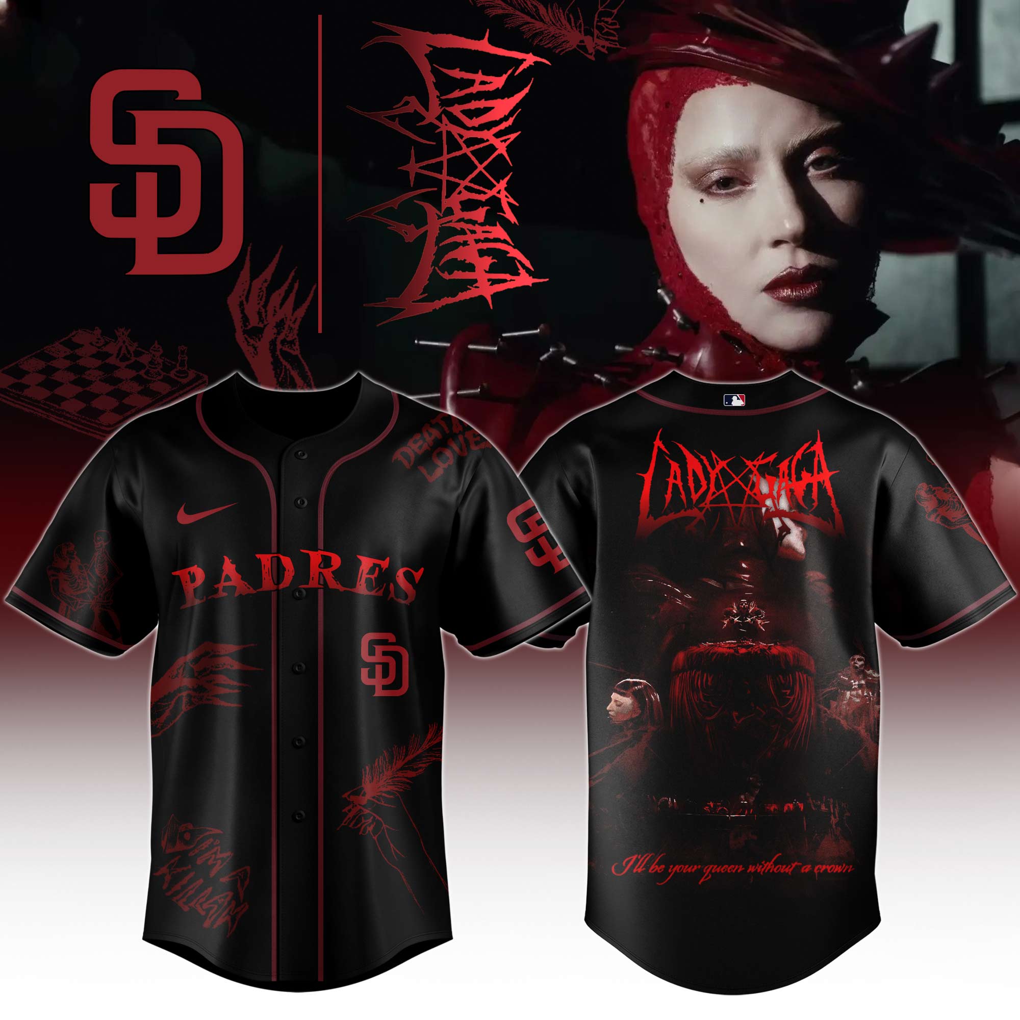 San Diego Padres x Mayhem Queen Black Baseball Jersey For Sport Teams Fans