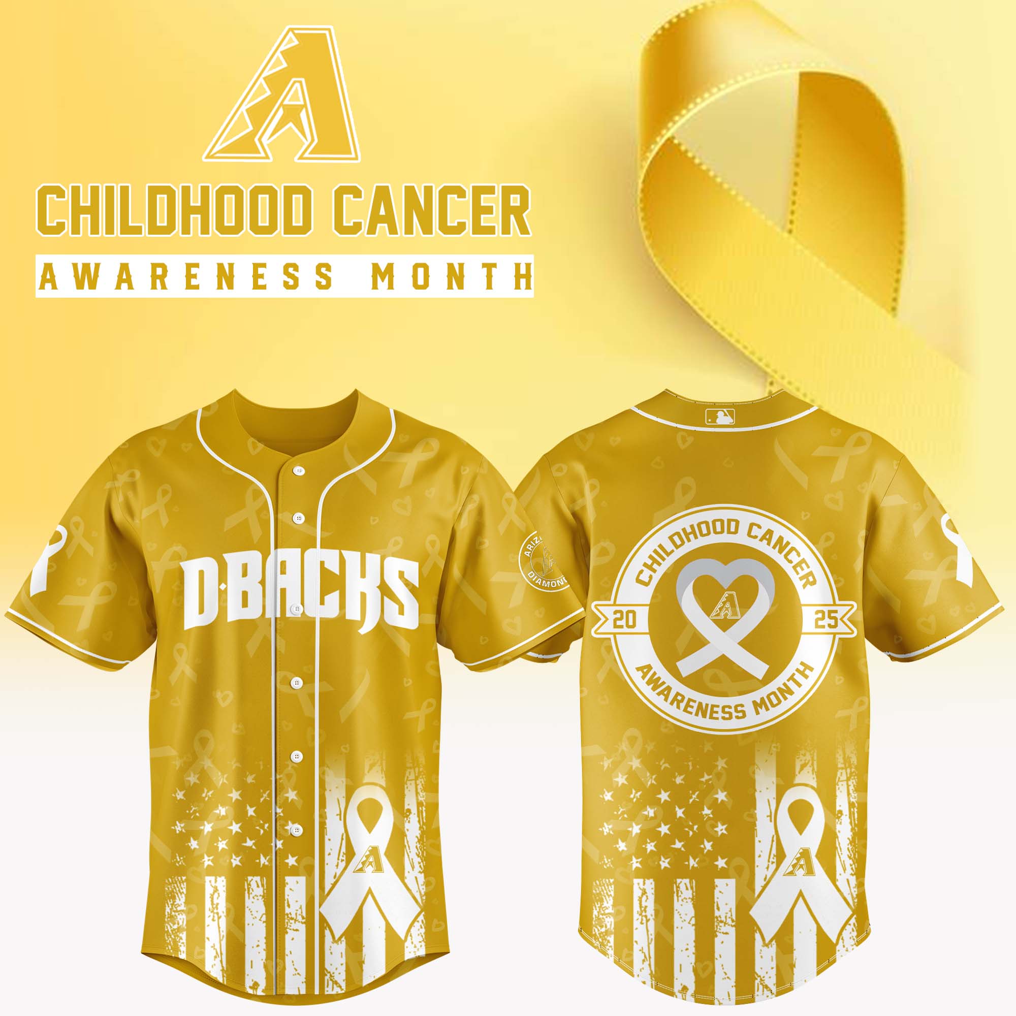 Arizona Diamondbacks x Childhood Cancer Awareness Month Baseball Jersey For Sport Teams Fans
