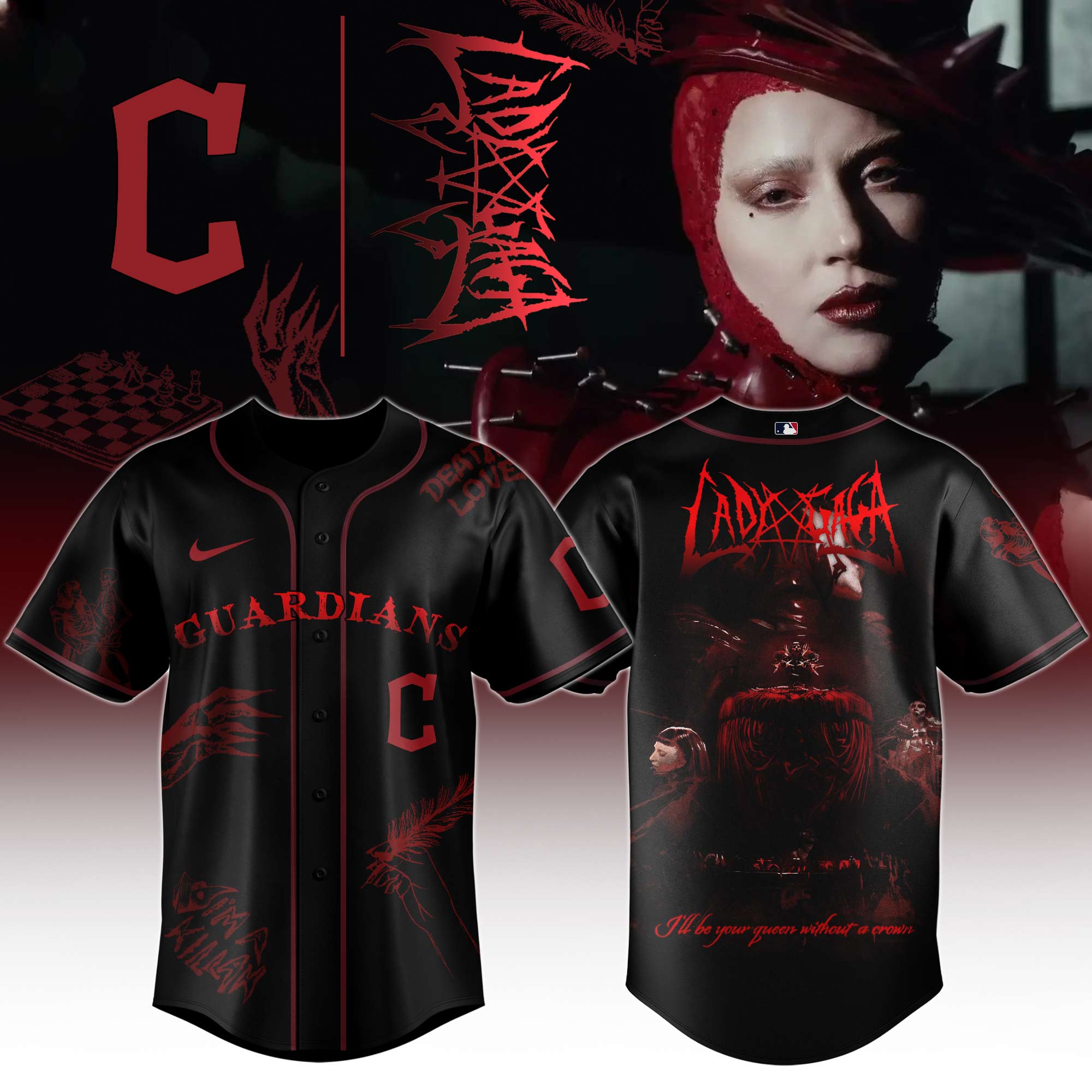 Cleveland Guardians x Mayhem Queen Black Baseball Jersey For Sport Teams Fans