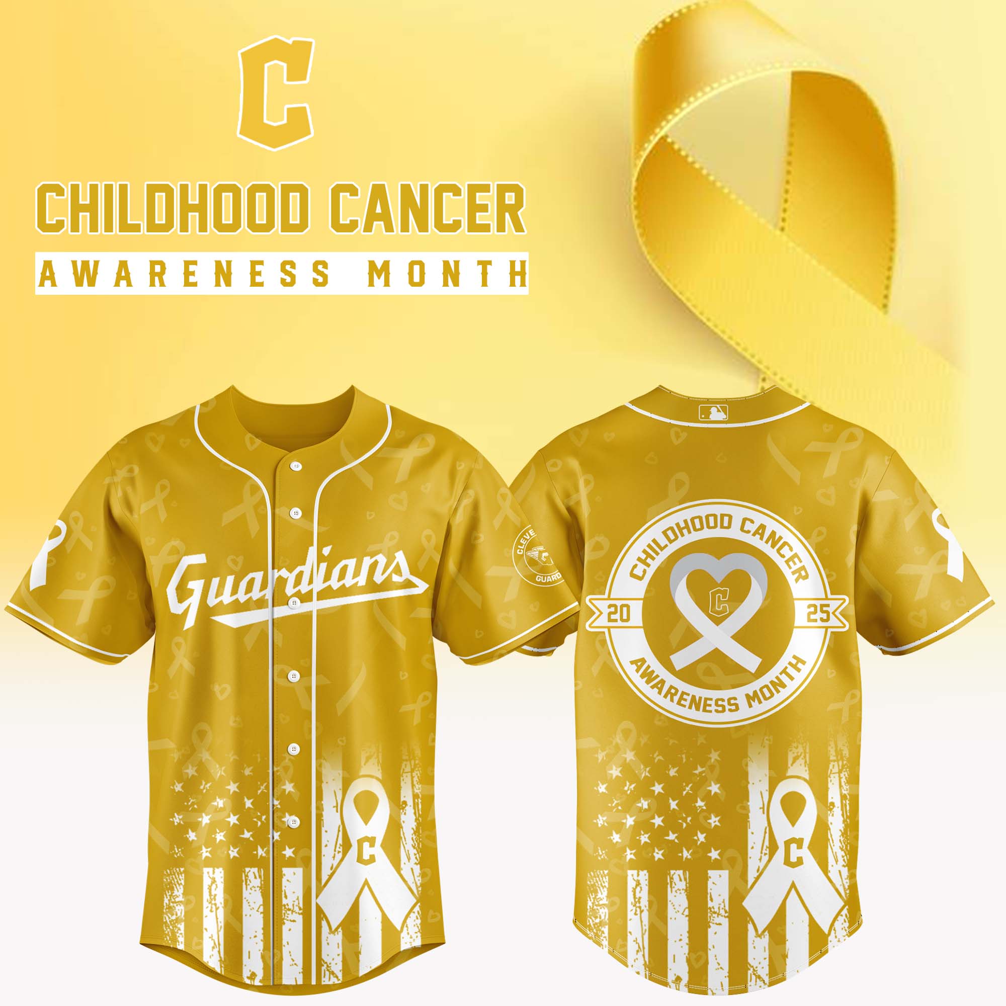 Cleveland Guardians x Childhood Cancer Awareness Month Baseball Jersey For Sport Teams Fans