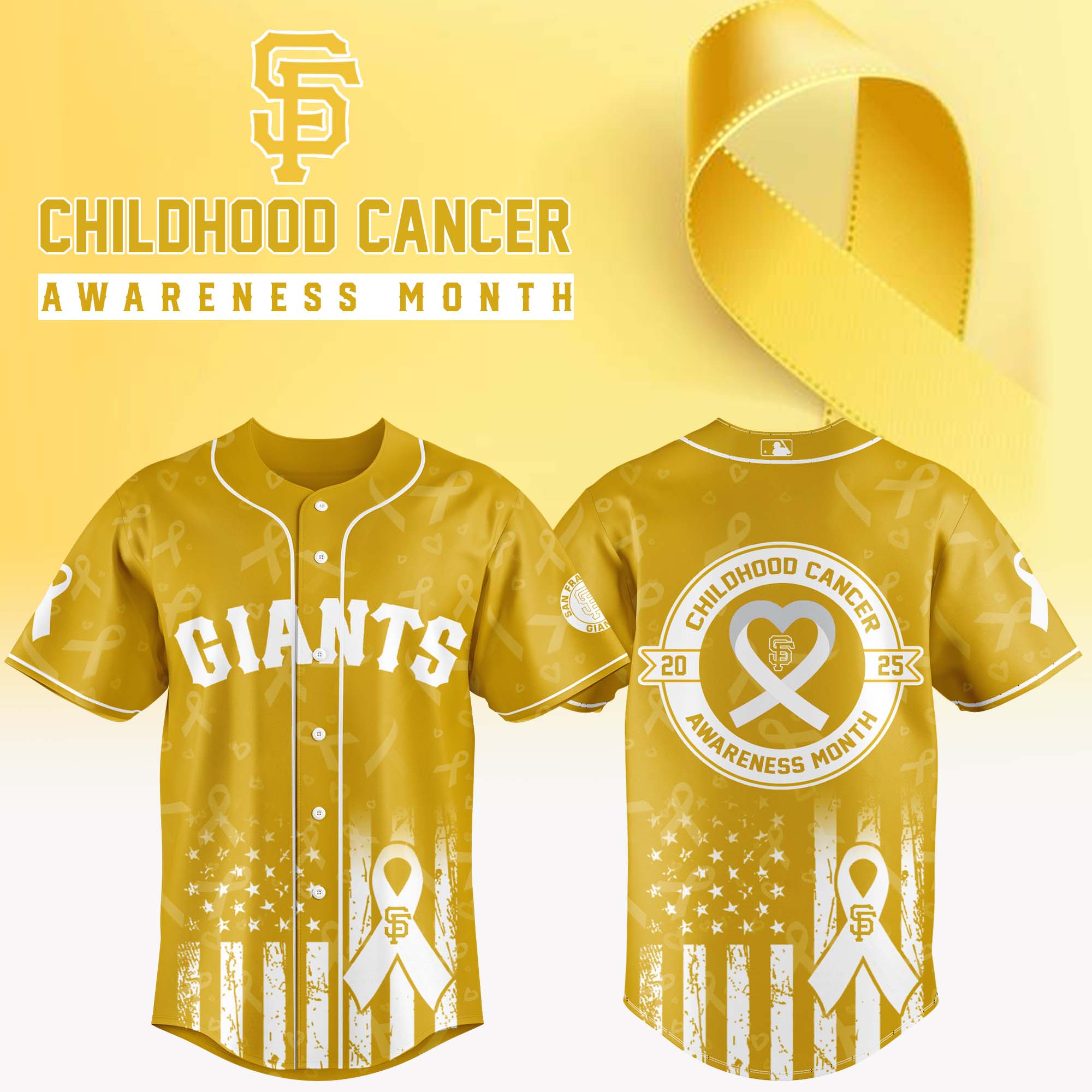 San Francisco Giants x Childhood Cancer Awareness Month Baseball Jersey For Sport Teams Fans