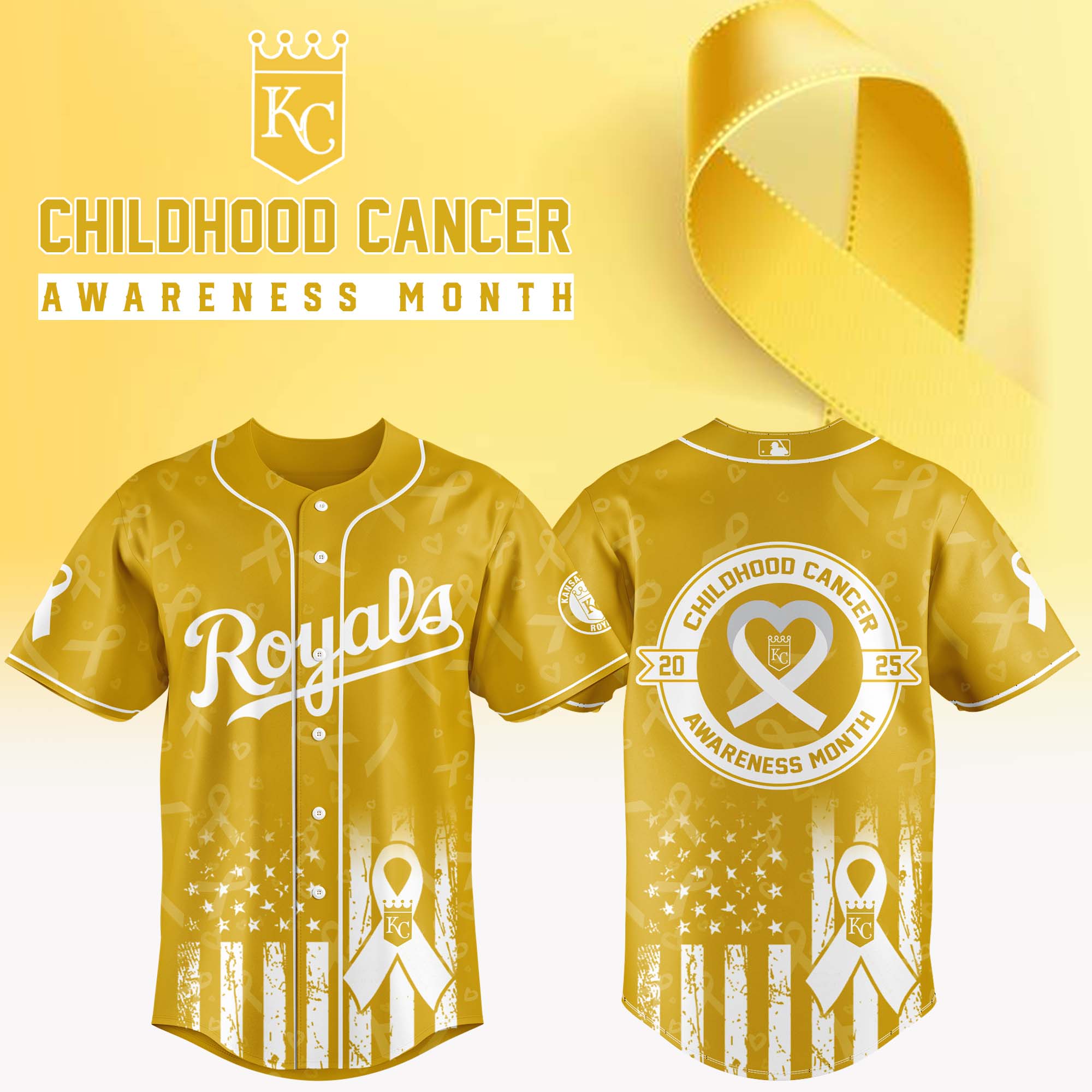 Kansas City Royals x Childhood Cancer Awareness Month Baseball Jersey For Sport Teams Fans