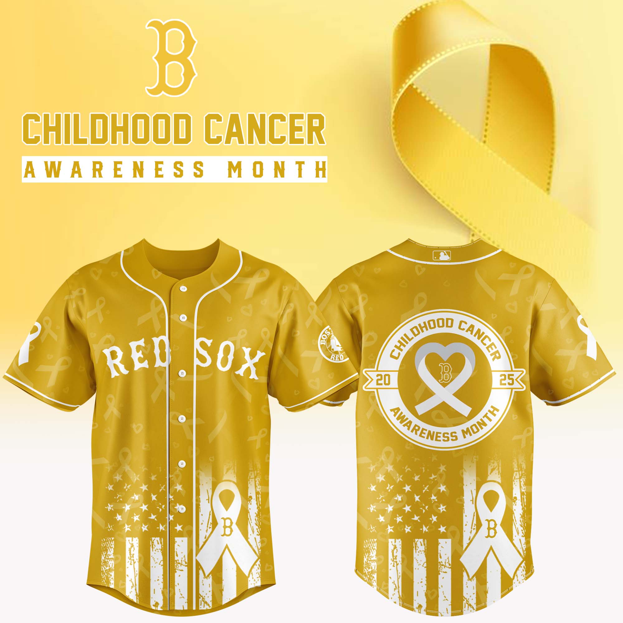 Boston Red Sox x Childhood Cancer Awareness Month Baseball Jersey For Sport Teams Fans