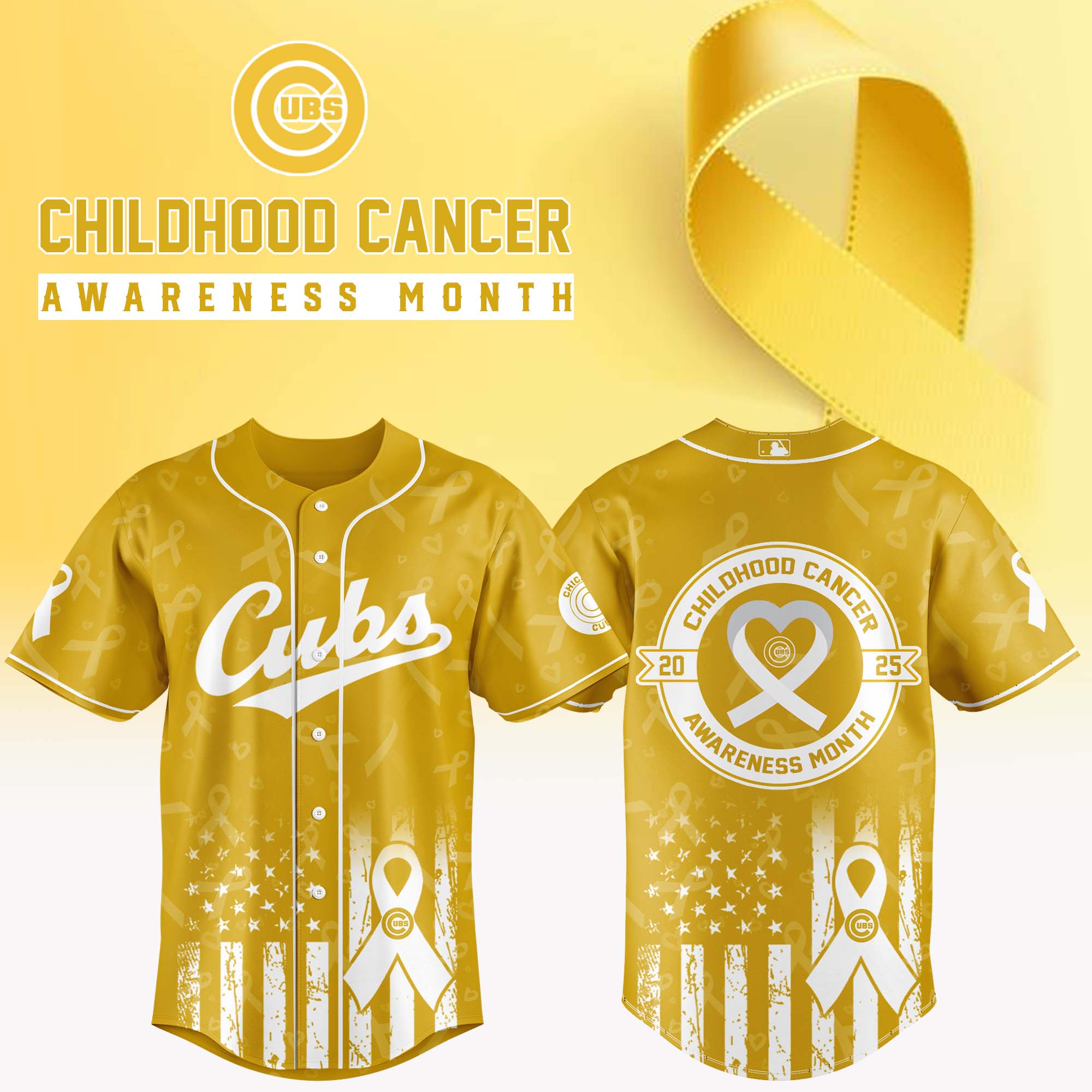 Chicago Cubs x Childhood Cancer Awareness Month Baseball Jersey For Sport Teams Fans