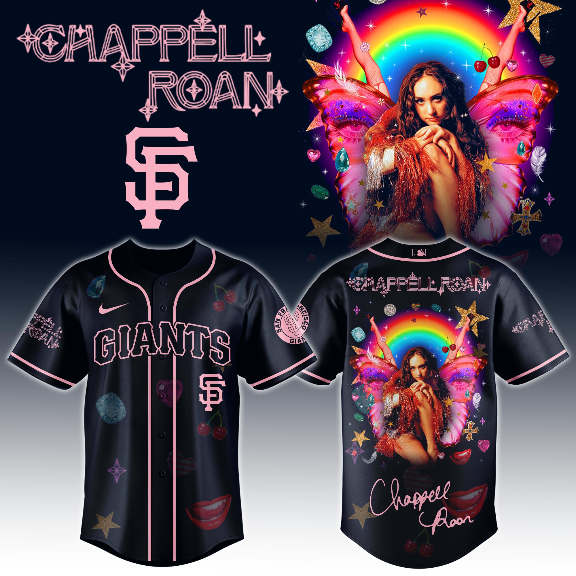San Francisco Giants x Chappell Roan Visions of Damsels and Other Dangerous Things Tour Baseball Jersey For Sport Teams Fans