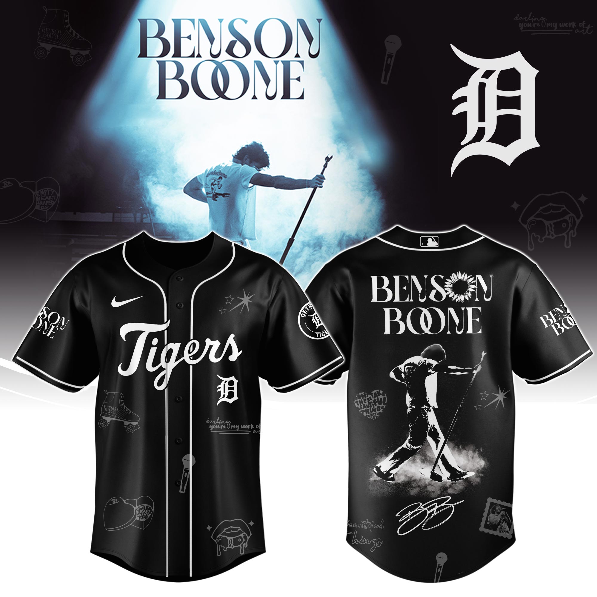 Detroit Tigers x Benson Boone American Heart World Tour Baseball Jersey For Sport Teams Fans