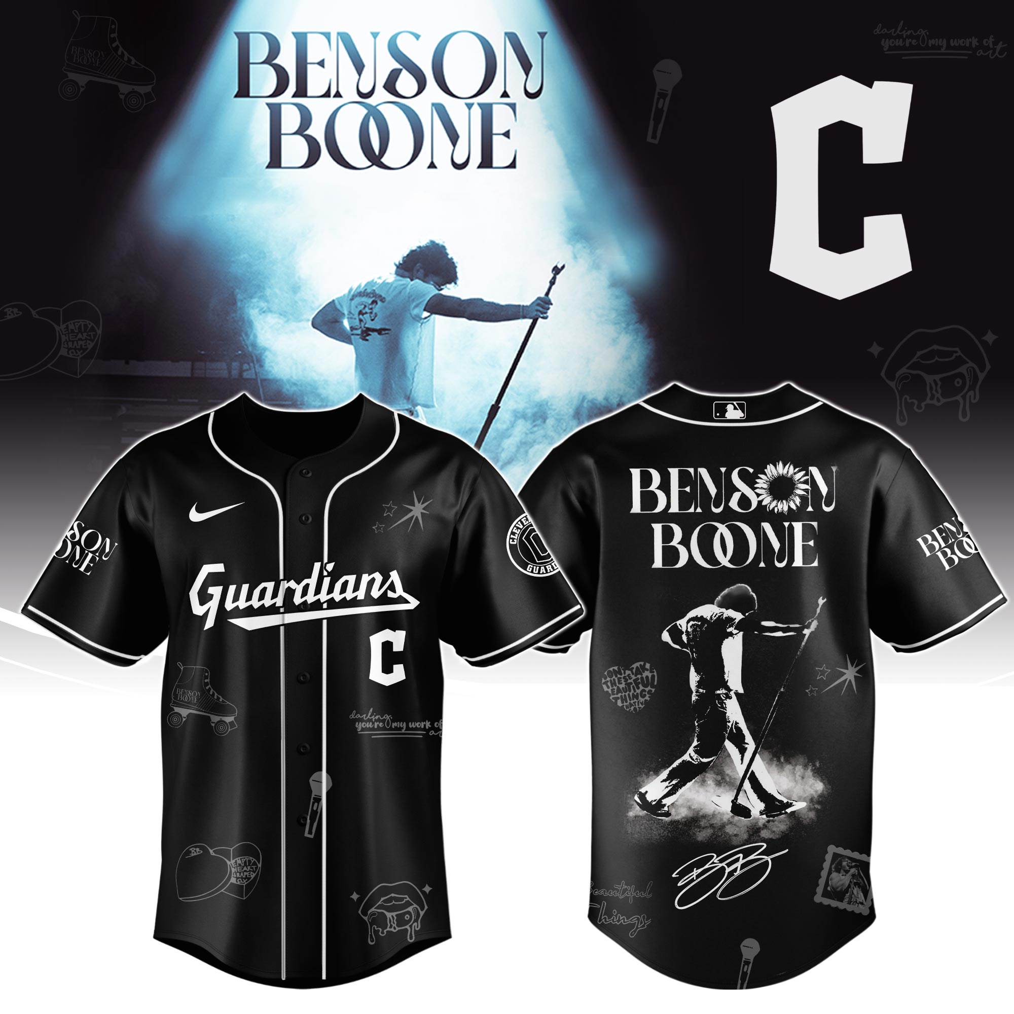 Cleveland Guardians x Benson Boone American Heart World Tour Baseball Jersey For Sport Teams Fans