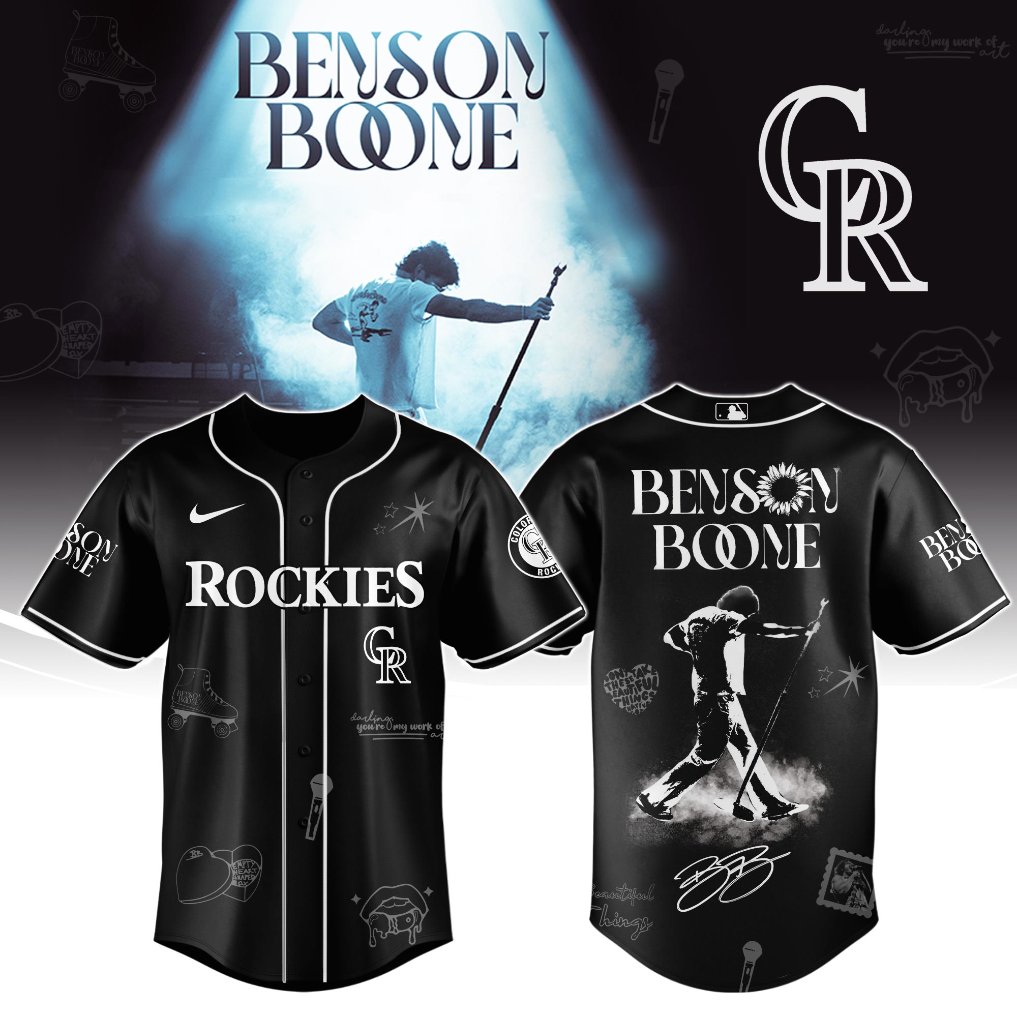 Colorado Rockies x Benson Boone American Heart World Tour Baseball Jersey For Sport Teams Fans
