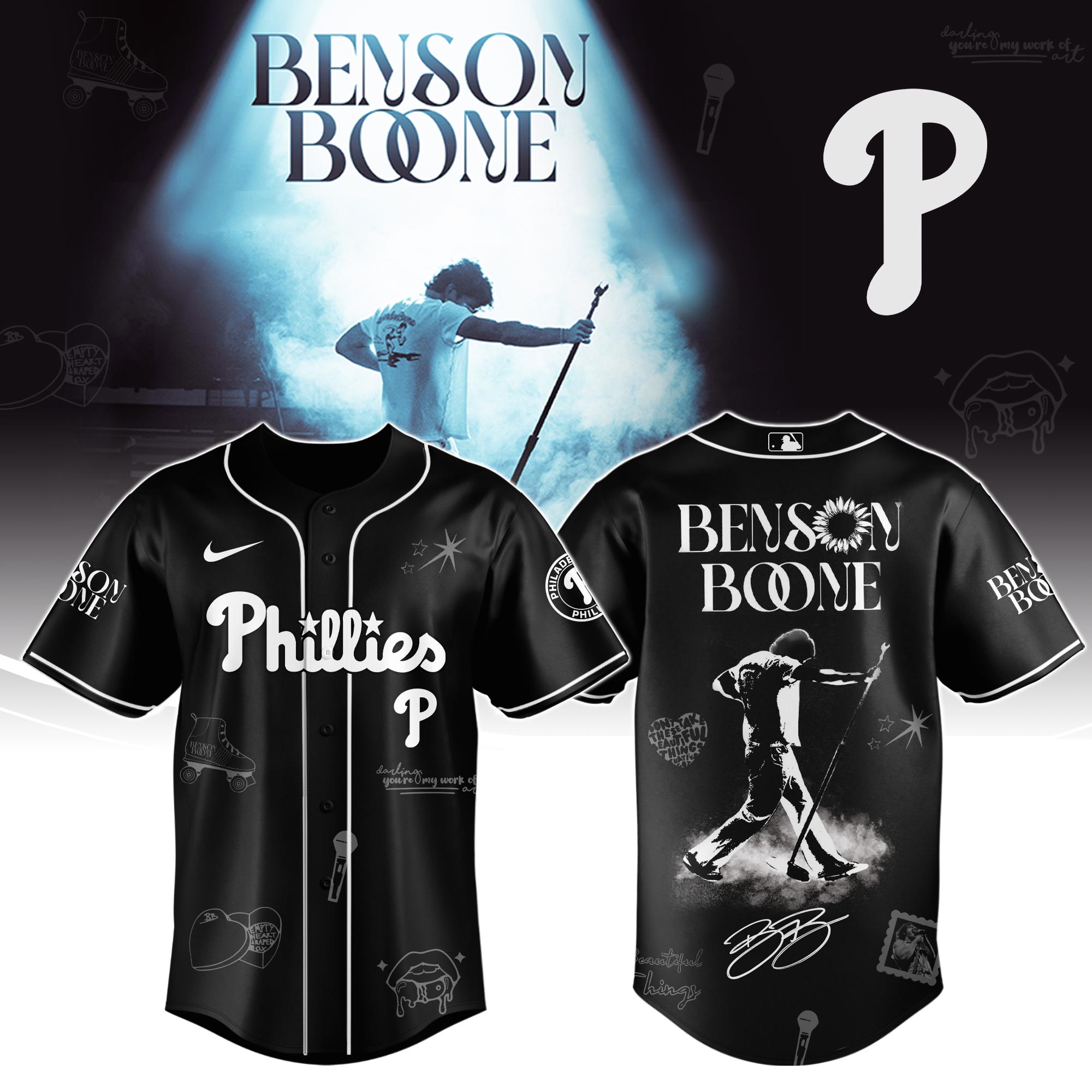 Philadelphia Phillies x Benson Boone American Heart World Tour Baseball Jersey For Sport Teams Fans