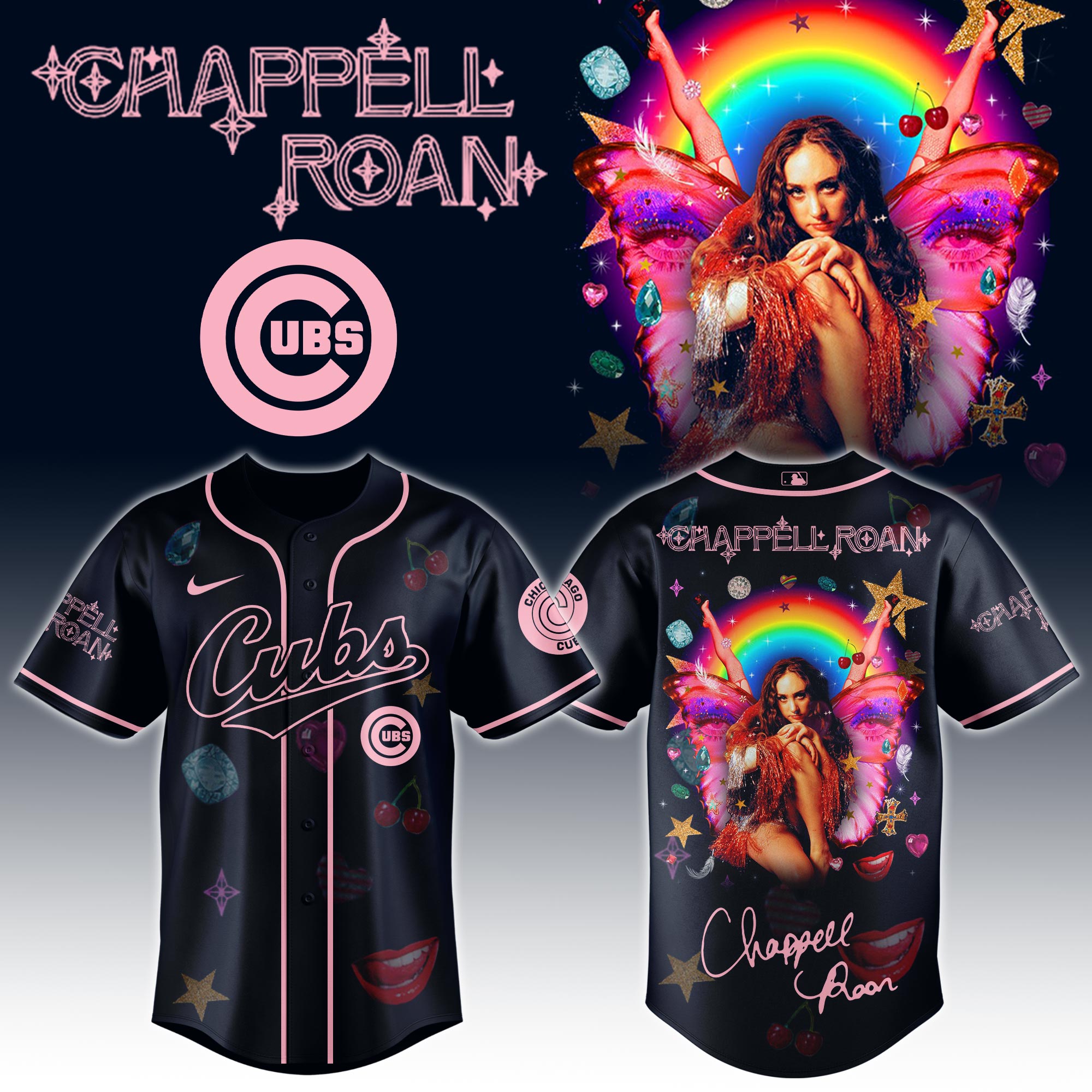 Chicago Cubs x Chappell Roan Visions of Damsels and Other Dangerous Things Tour Baseball Jersey For Sport Teams Fans