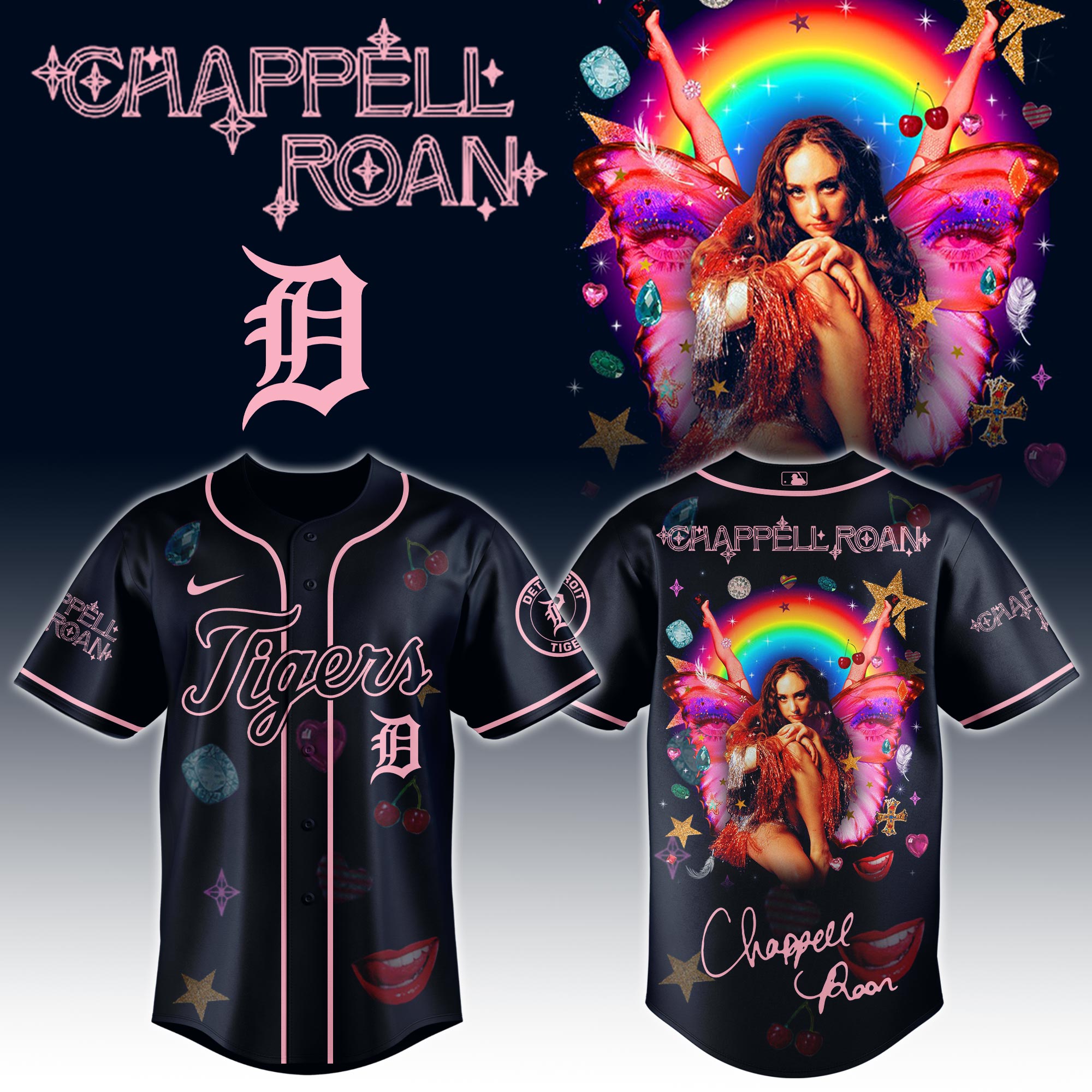 Detroit Tigers x Chappell Roan Visions of Damsels and Other Dangerous Things Tour Baseball Jersey For Sport Teams Fans