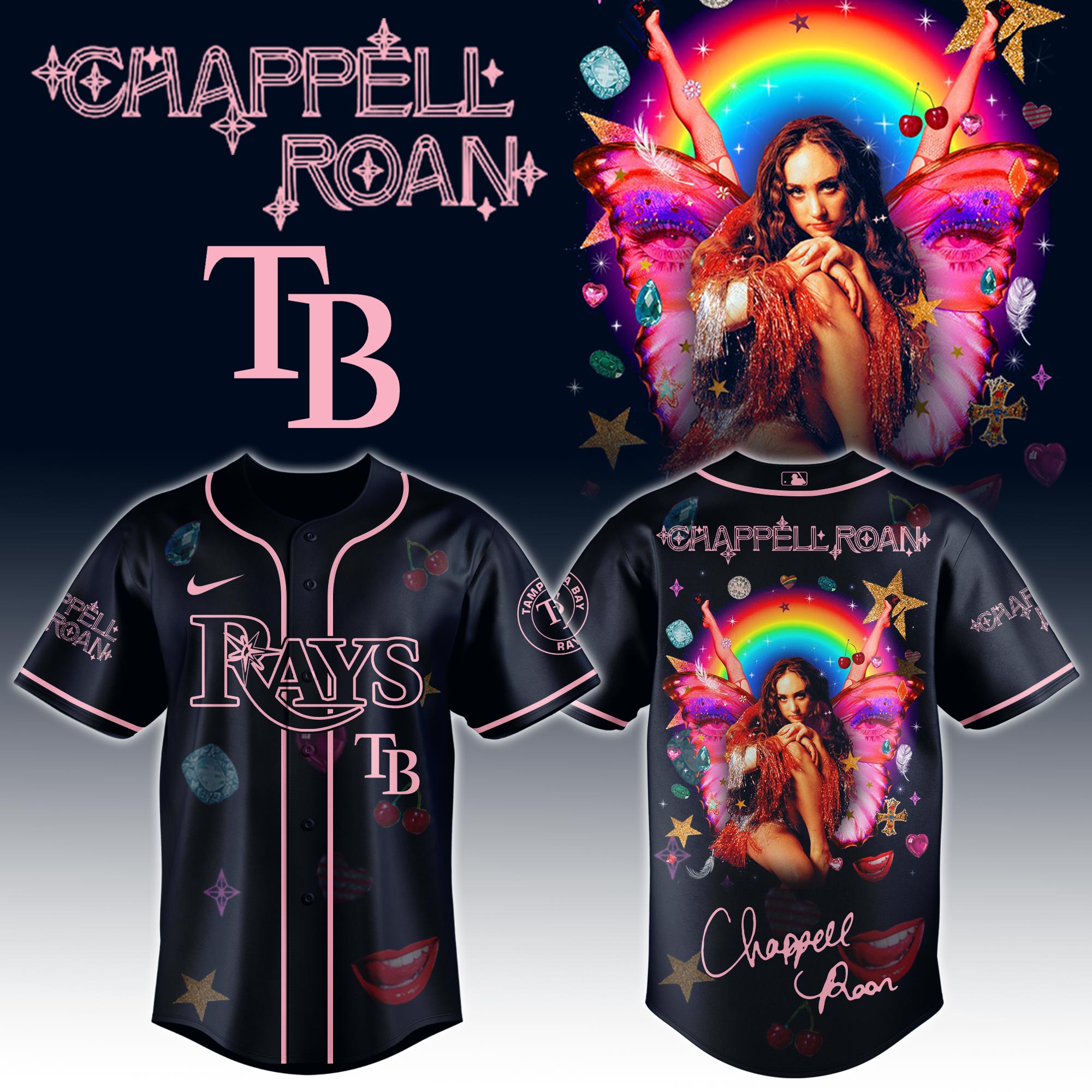 Tampa Bay Rays x Chappell Roan Visions of Damsels and Other Dangerous Things Tour Baseball Jersey For Sport Teams Fans