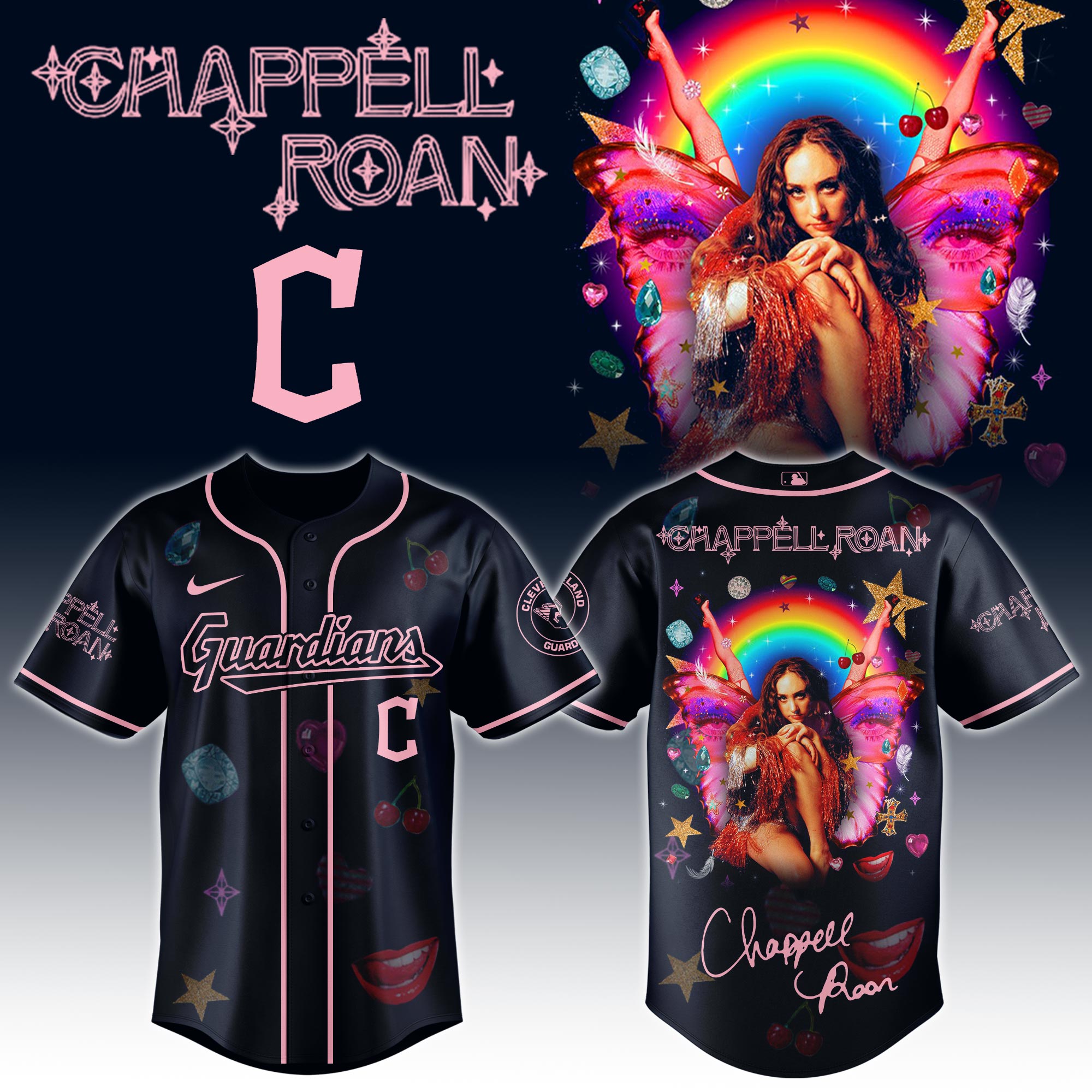 Cleveland Guardians x Chappell Roan Visions of Damsels and Other Dangerous Things Tour Baseball Jersey For Sport Teams Fans