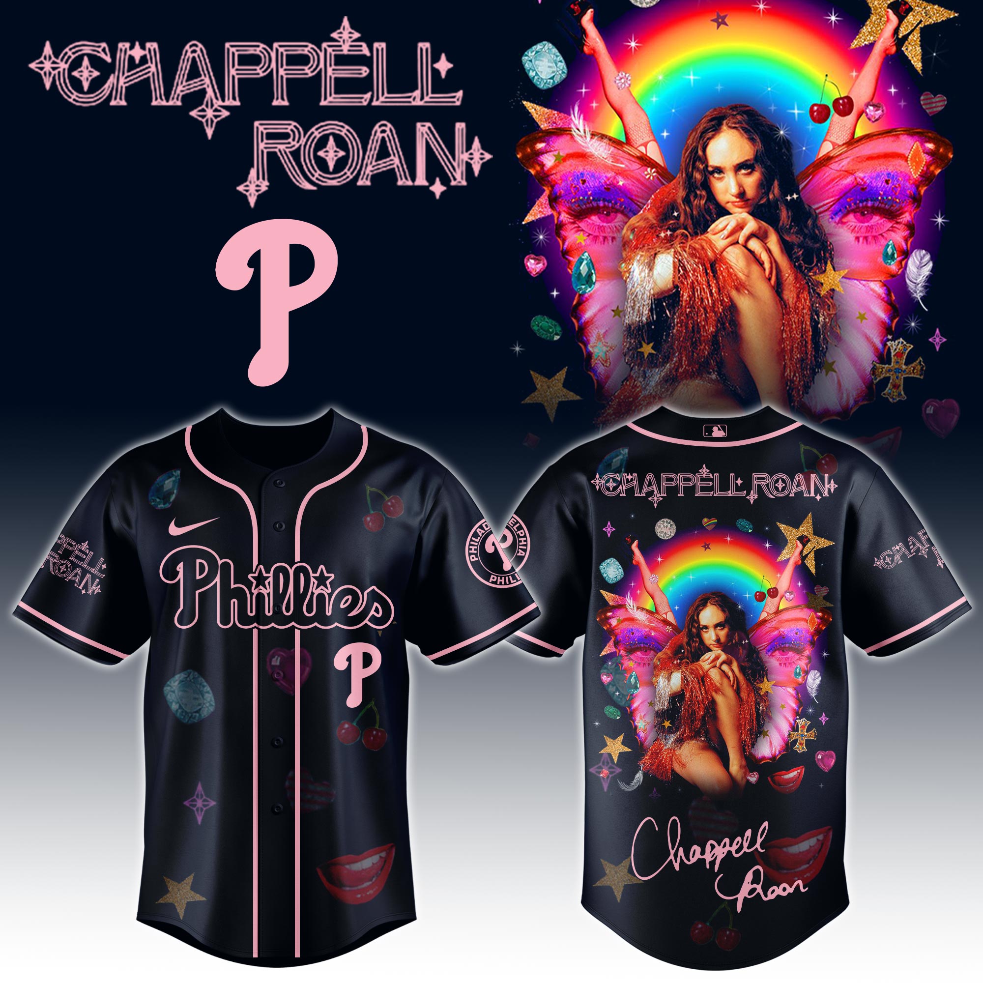 Philadelphia Phillies x Chappell Roan Visions of Damsels and Other Dangerous Things Tour Baseball Jersey For Sport Teams Fans