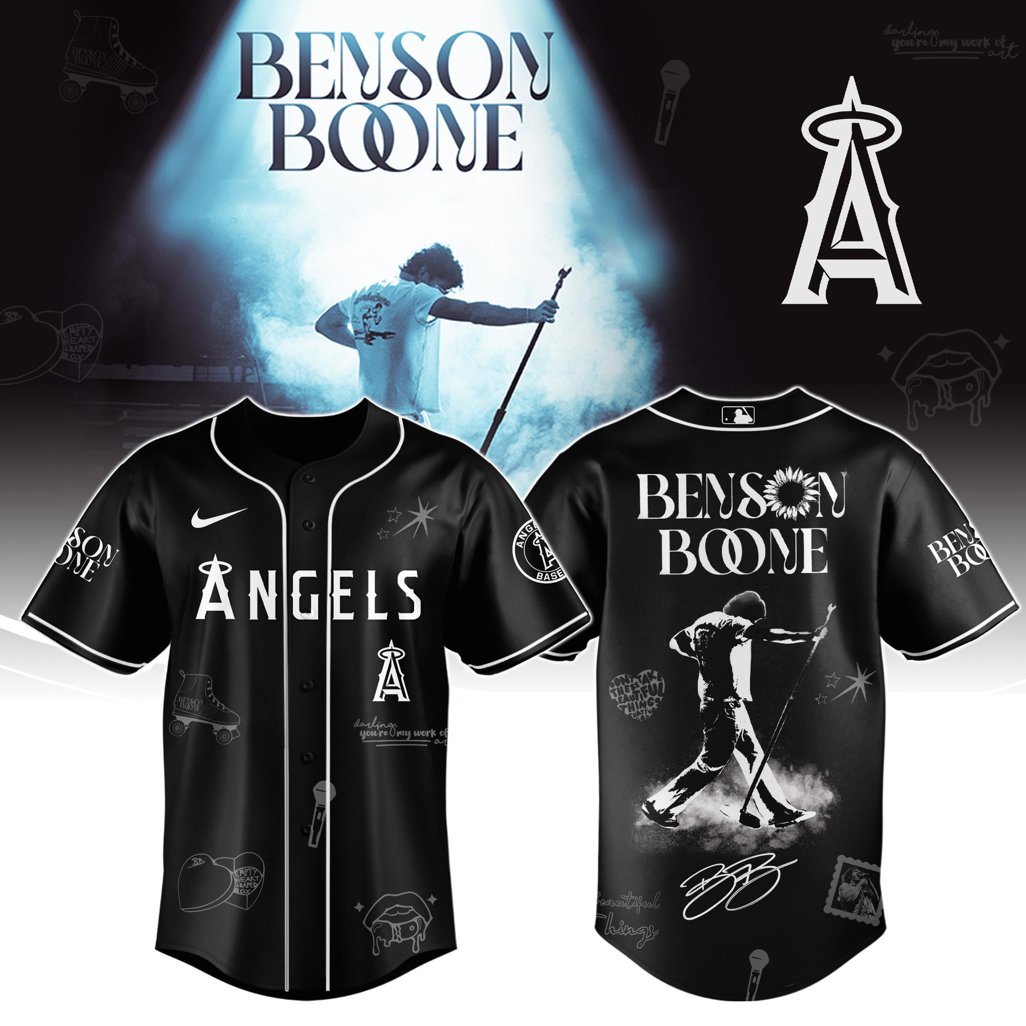 Los Angeles Angels x Benson Boone American Heart World Tour Baseball Jersey For Sport Teams Fans