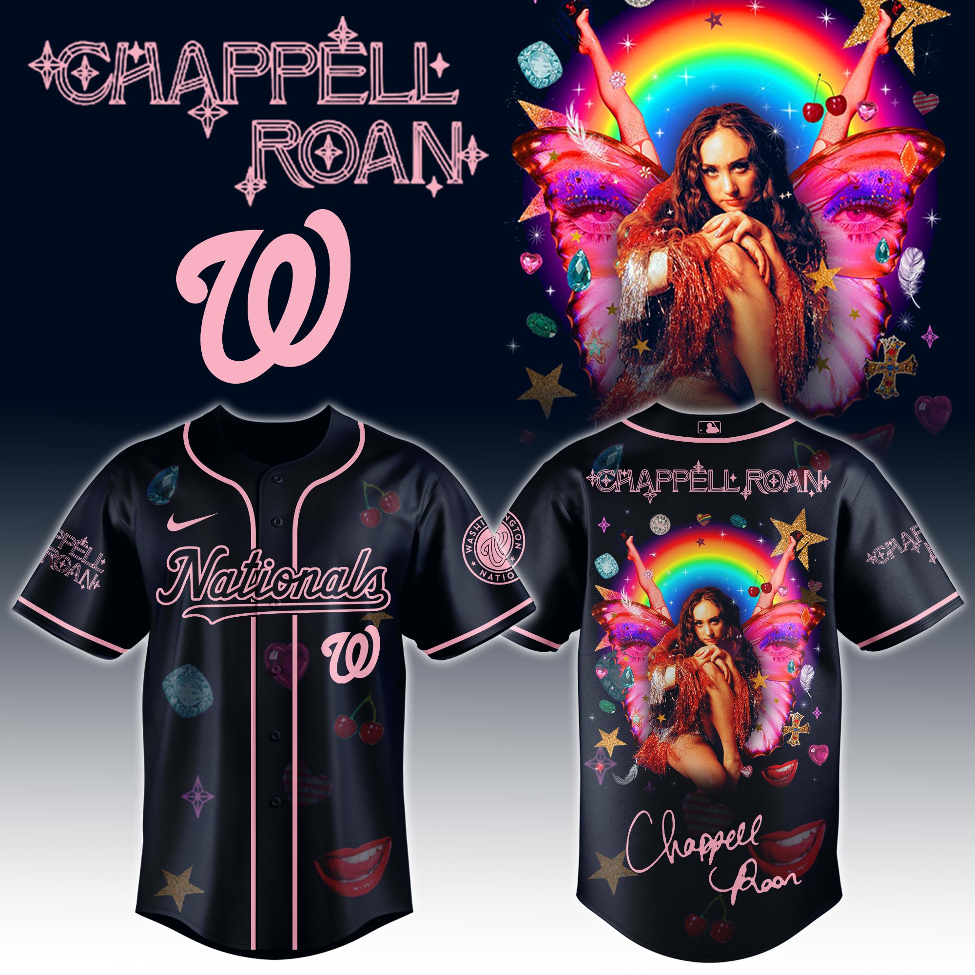 Washington Nationals x Chappell Roan Visions of Damsels and Other Dangerous Things Tour Baseball Jersey For Sport Teams Fans