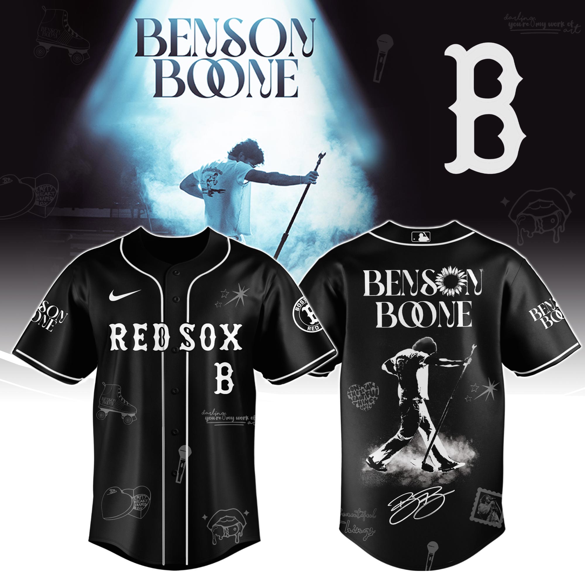 Boston Red Sox x Benson Boone American Heart World Tour Baseball Jersey For Sport Teams Fans